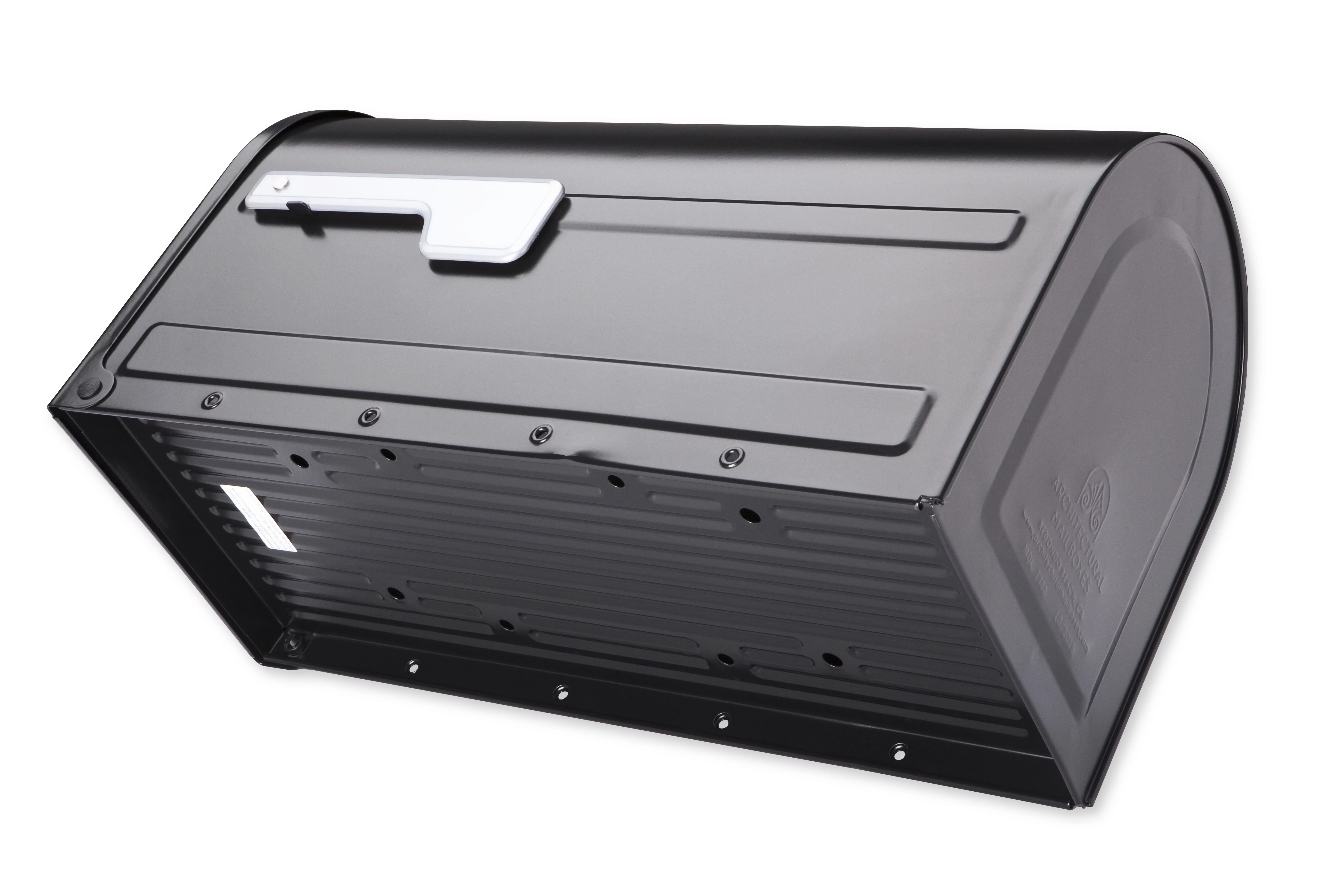 Architectural Mailboxes  Boulder Post Mount Mailbox with Premium Silver Handle & Flag - Black - Large