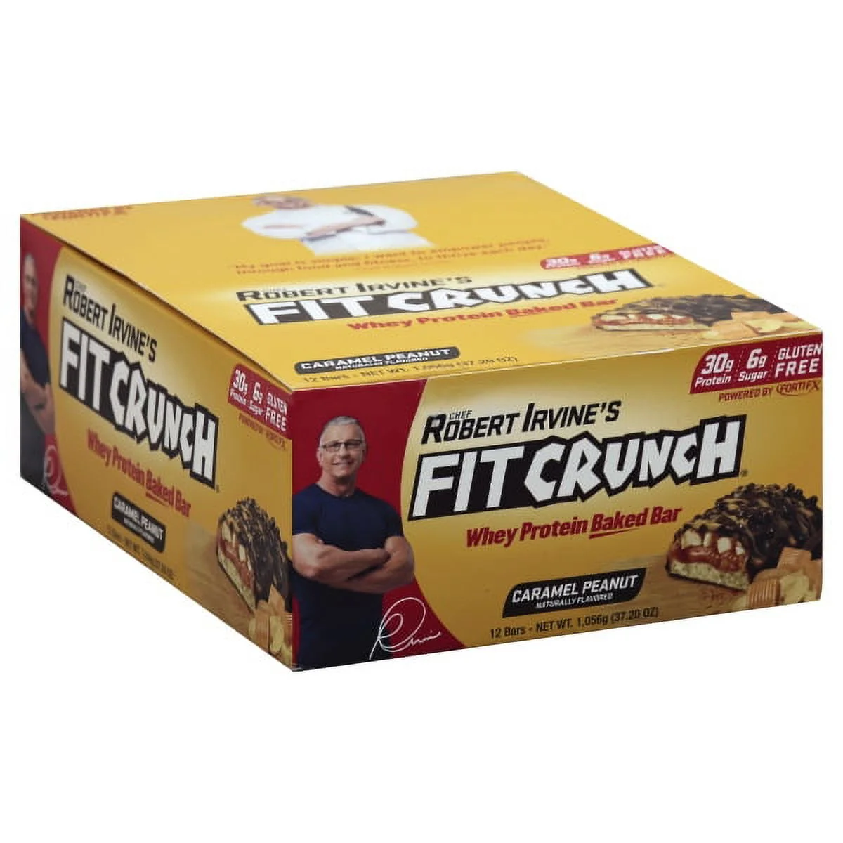 FITCRUNCH Whey Protein Baked Bar Caramel Peanut 12 Bars 3 10 oz 88 g Each