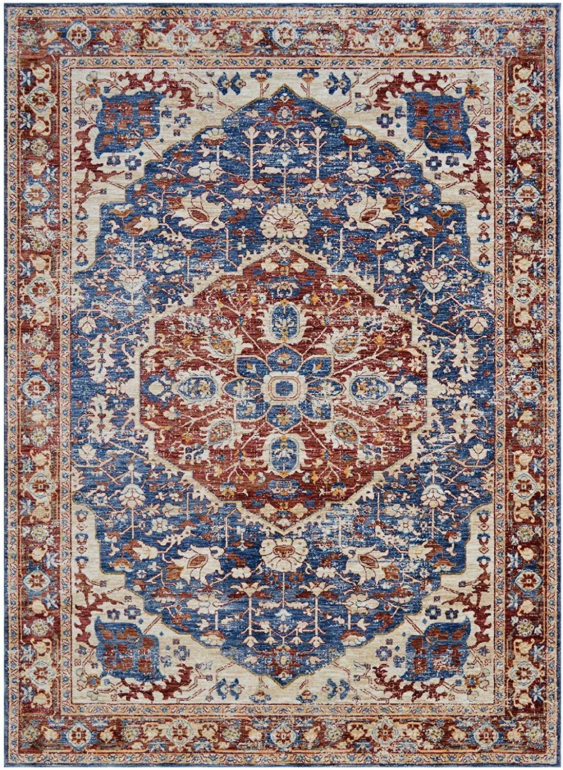 Vintage Rugs/Contemporary Persian Area Rugs-Distressed Stone Washed Blue (5'x7')