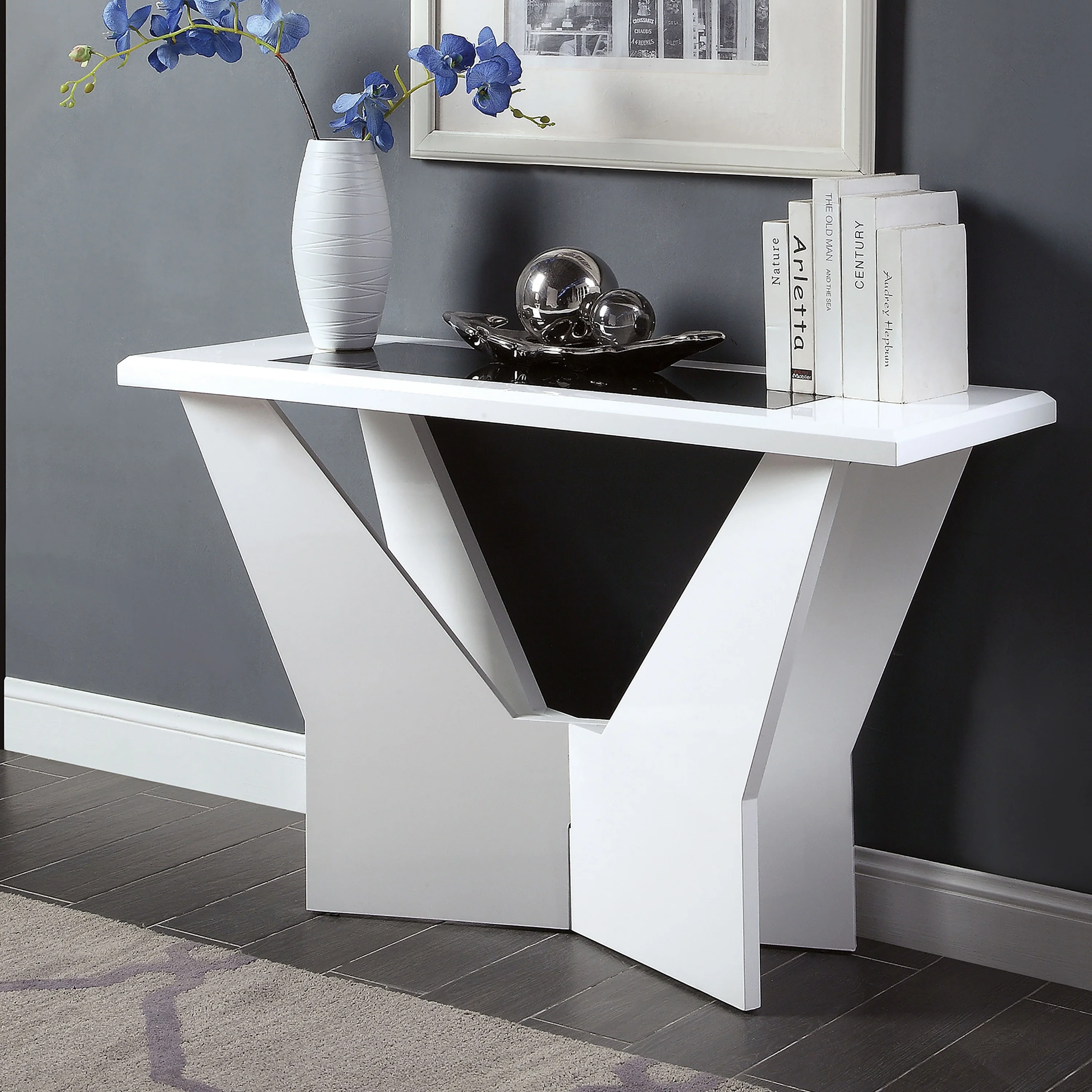 Furniture of America Ameena Contemporary 47-inch Glass Top Sofa Table by  White