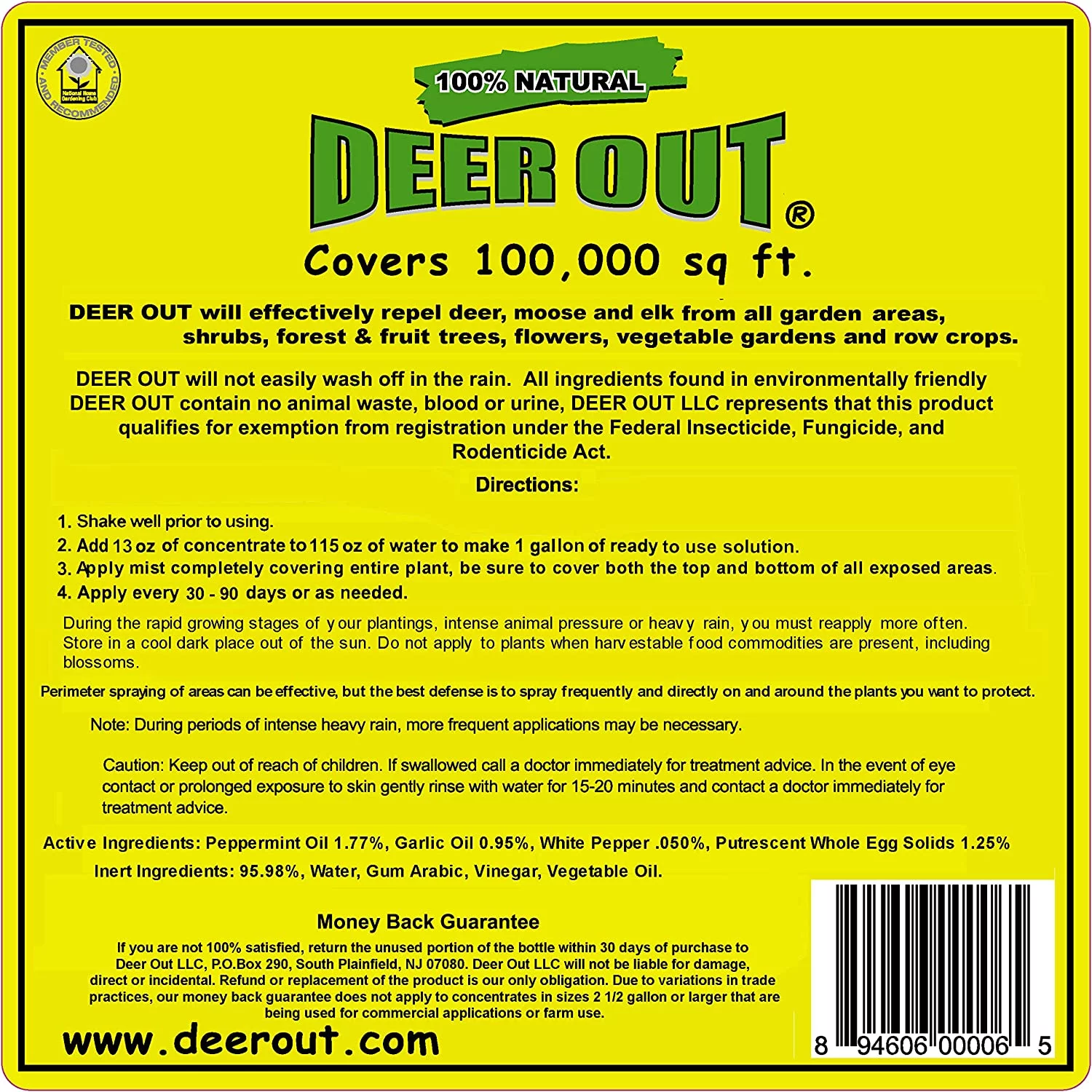 Deer Repellent: Deer Out deer repellent 2 1/2 gallon concentrate