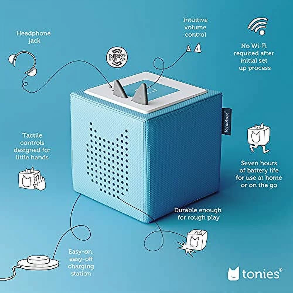 Toniebox Audio Player Starter Set with Elsa, Moana, Cinderella, and Ariel - Light Blue [Discontinued]