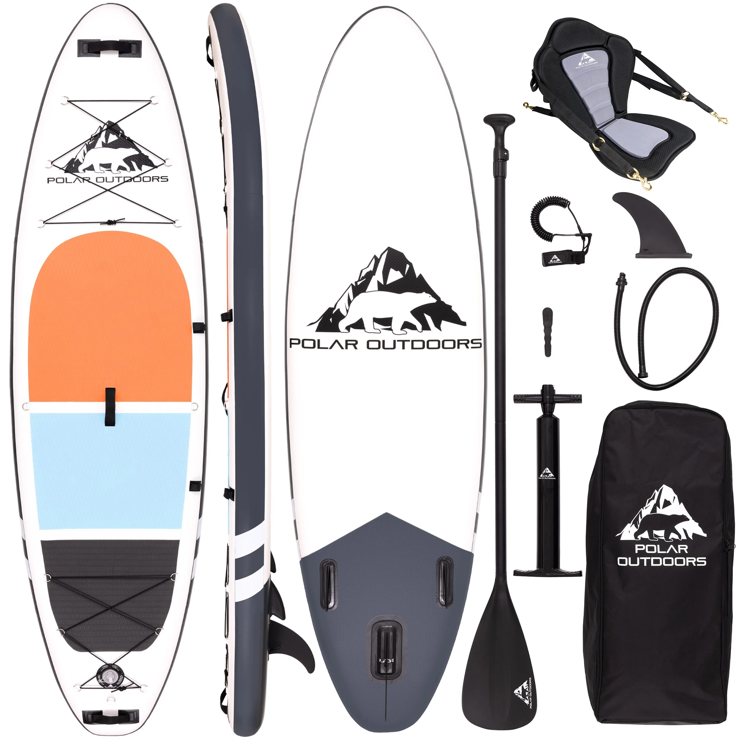 Polar Outdoors by Roc Inflatable Stand Up Paddle Board with Premium sup Accessories & Backpack, Non-Slip Deck, Waterproof Bag, Leash, Paddle and Hand Pump