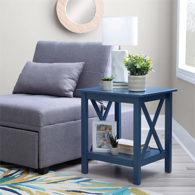 Linon Dalton Wood End Table in Navy Blue