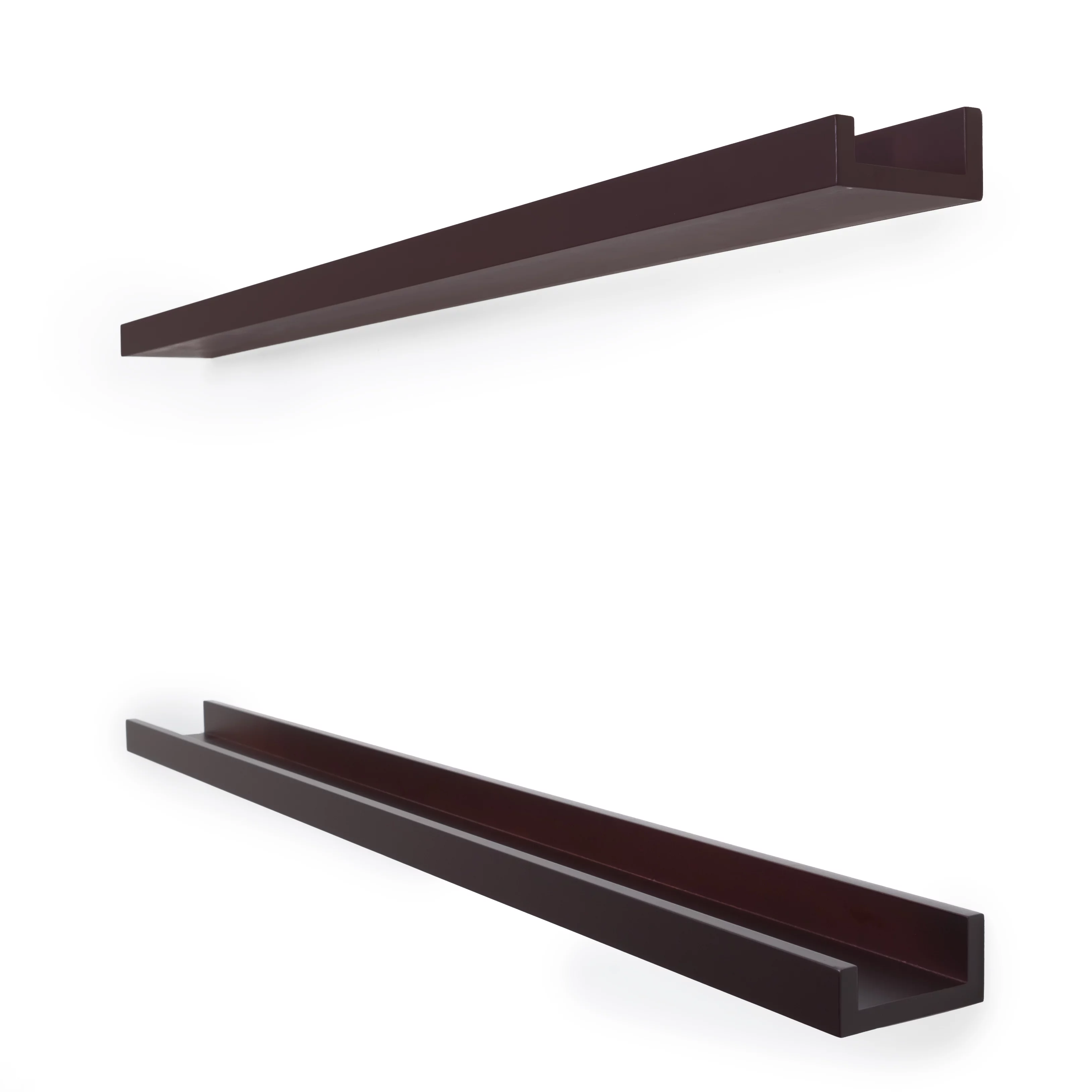 kieragrace KG Modern  Edge Frame Ledge  Set of 2 Espresso Engineered Wood