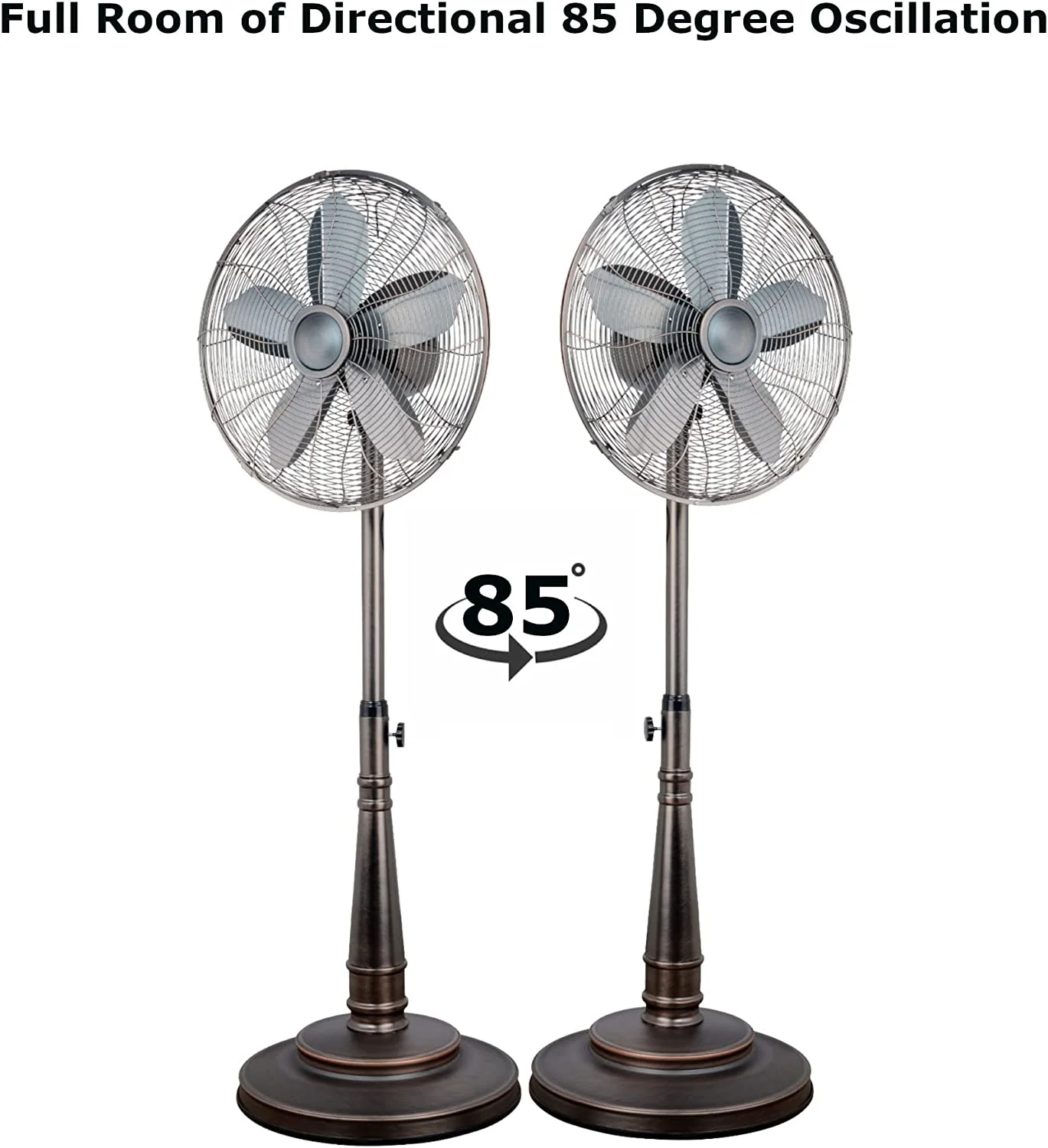 JDZHAPPYLIFE F-6218 Oscillating Stand Fan  Household  Bronze