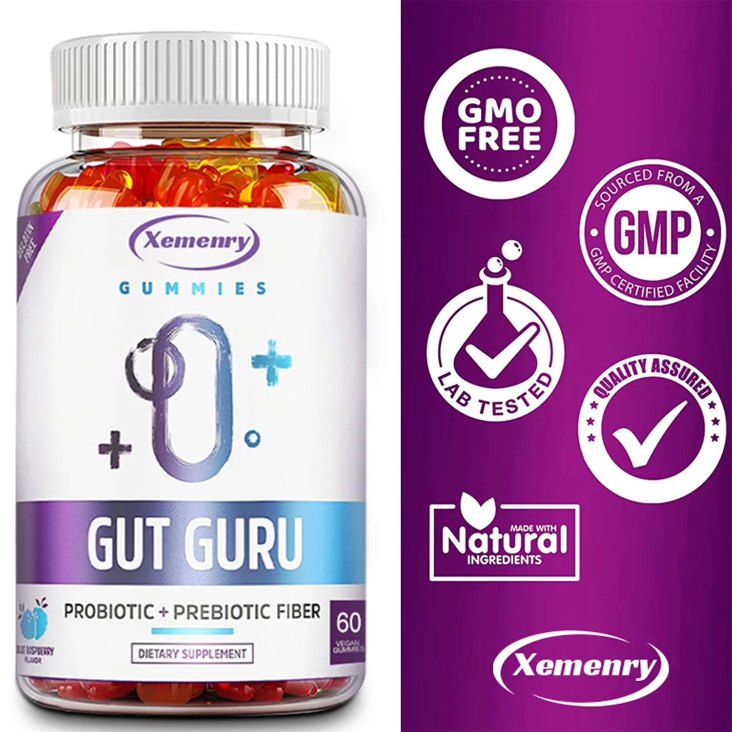 Xemenry Gut Guru Gummies - Support Gut Health, Relieve Gas, Bloating and Constipate (30/60/100pcs)