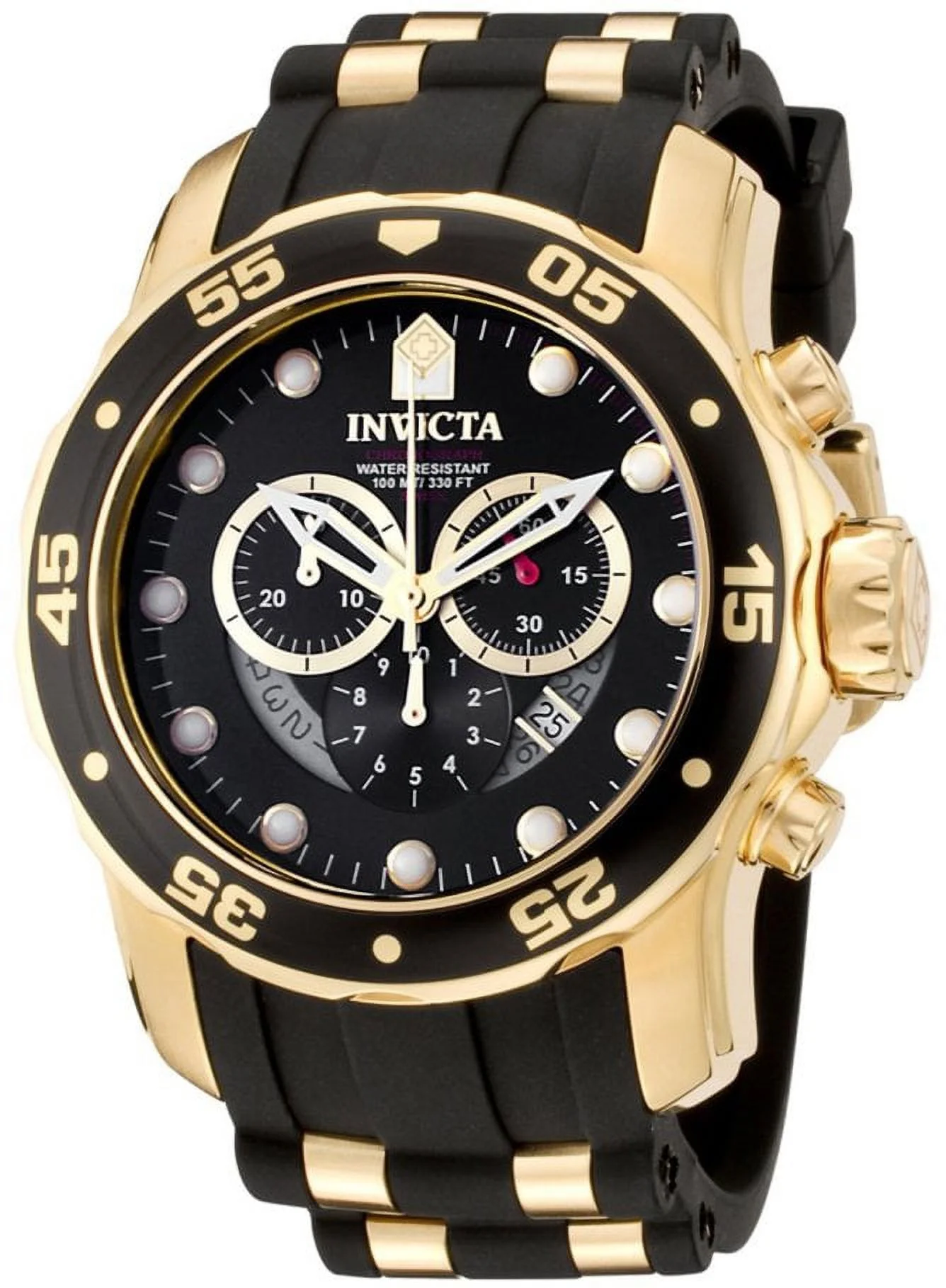 Invicta Pro Diver Chronograph Black Semi-Transparent Dial Men's Watch 6981