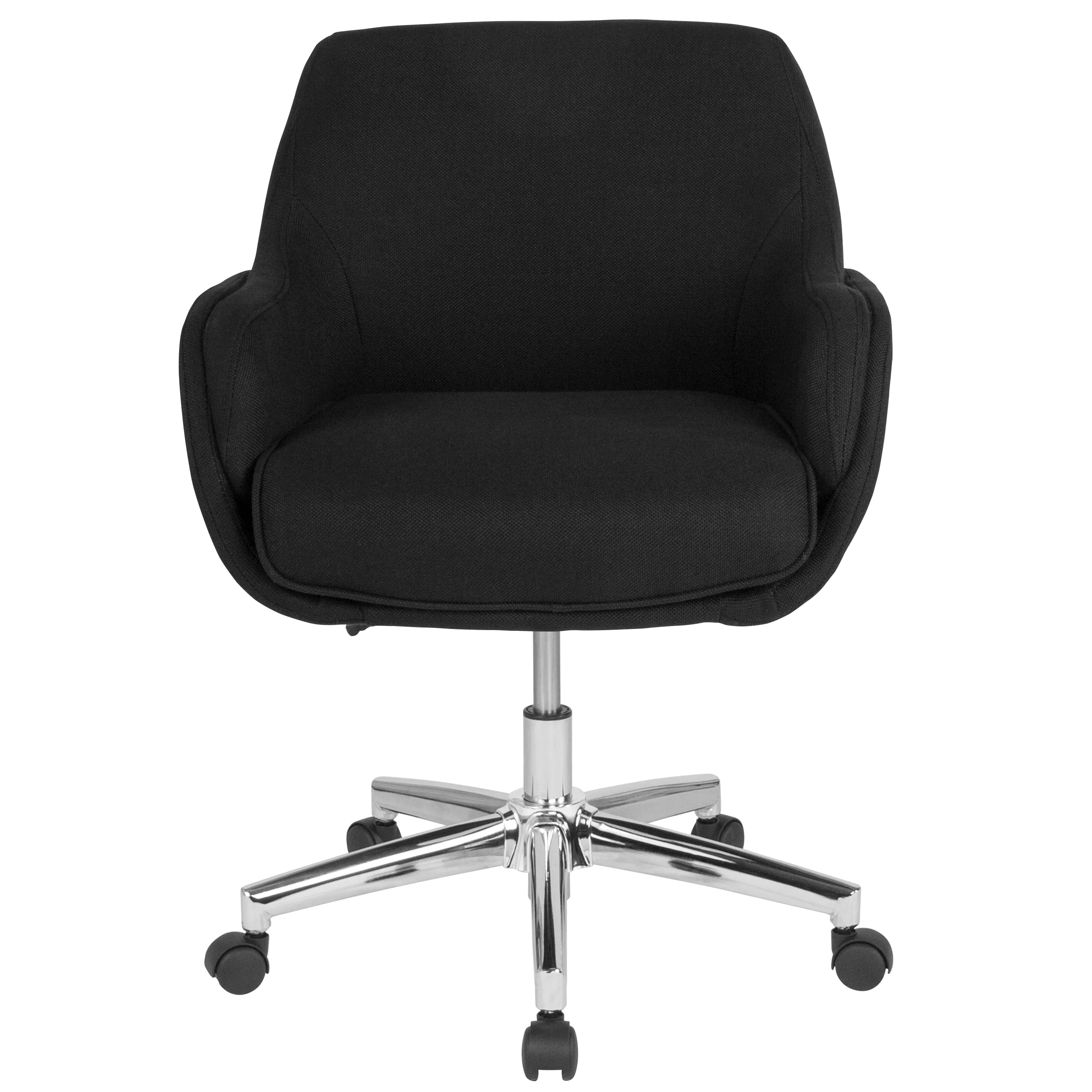 Merrick Lane Home Office Upholstered Mid-Back Chair in Black Fabric