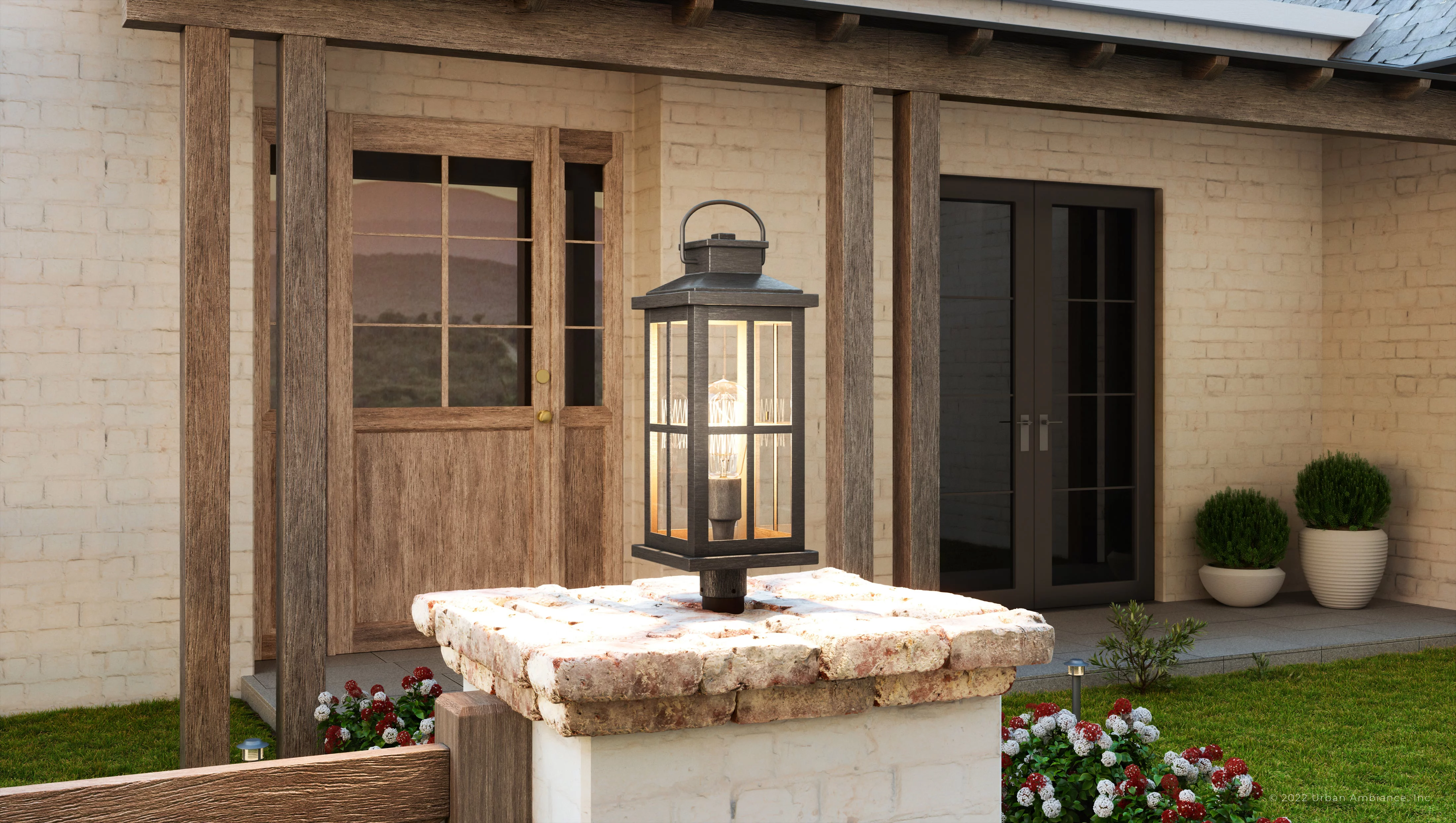 Luxury Transitional Post Light, 20.25H x 7W, with Craftsman Style, Aged Pewter, UHP1297 by Urban Ambiance