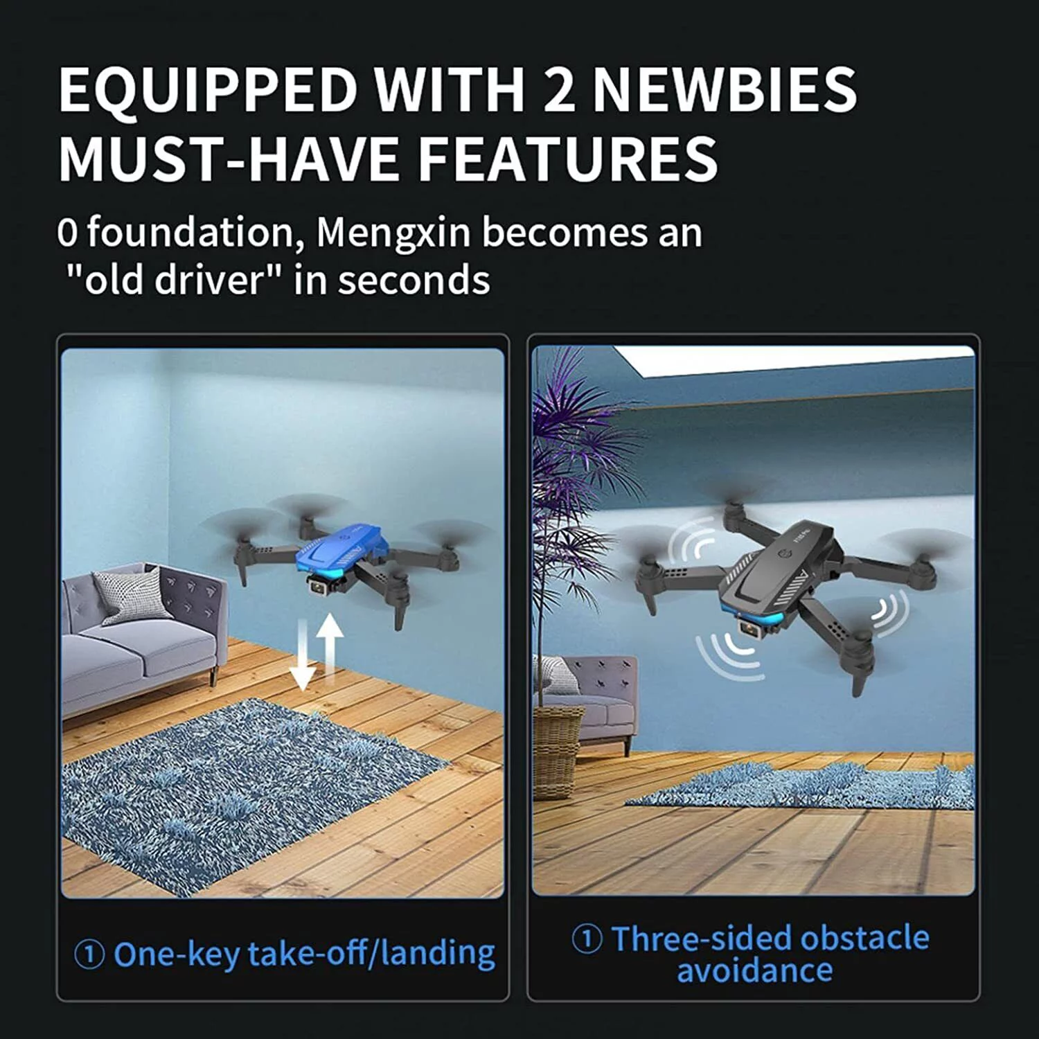 JahyElec 2023 RC Drone 4k HD Wide Angle Camera WIFI FPV Drone Dual Camera Quadcopter(Black)