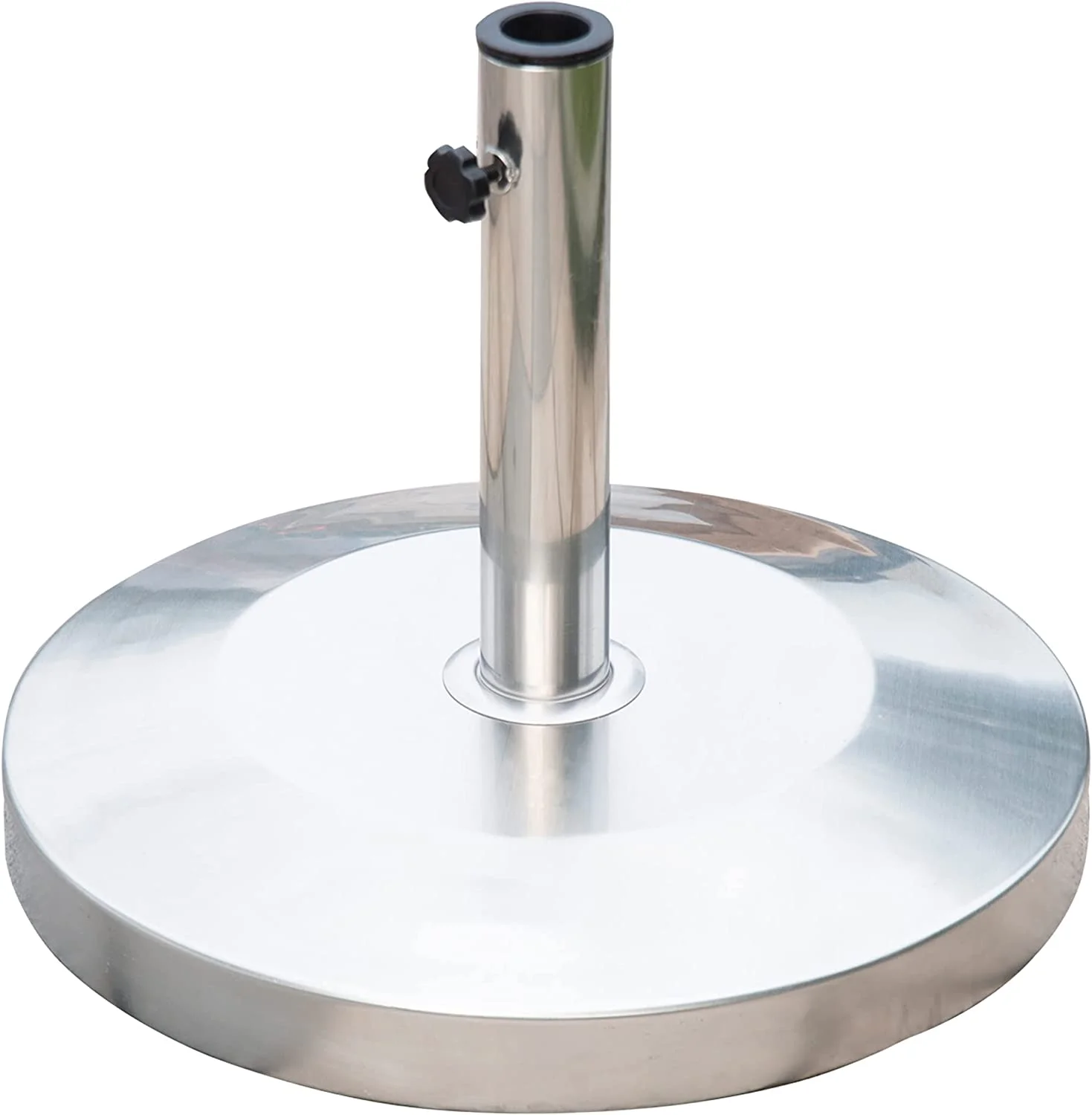 Outsunny 55lb Round Stainless Steel Outdoor Patio Umbrella Stand Base with Heavy Cement Bottom & Mirror Finish
