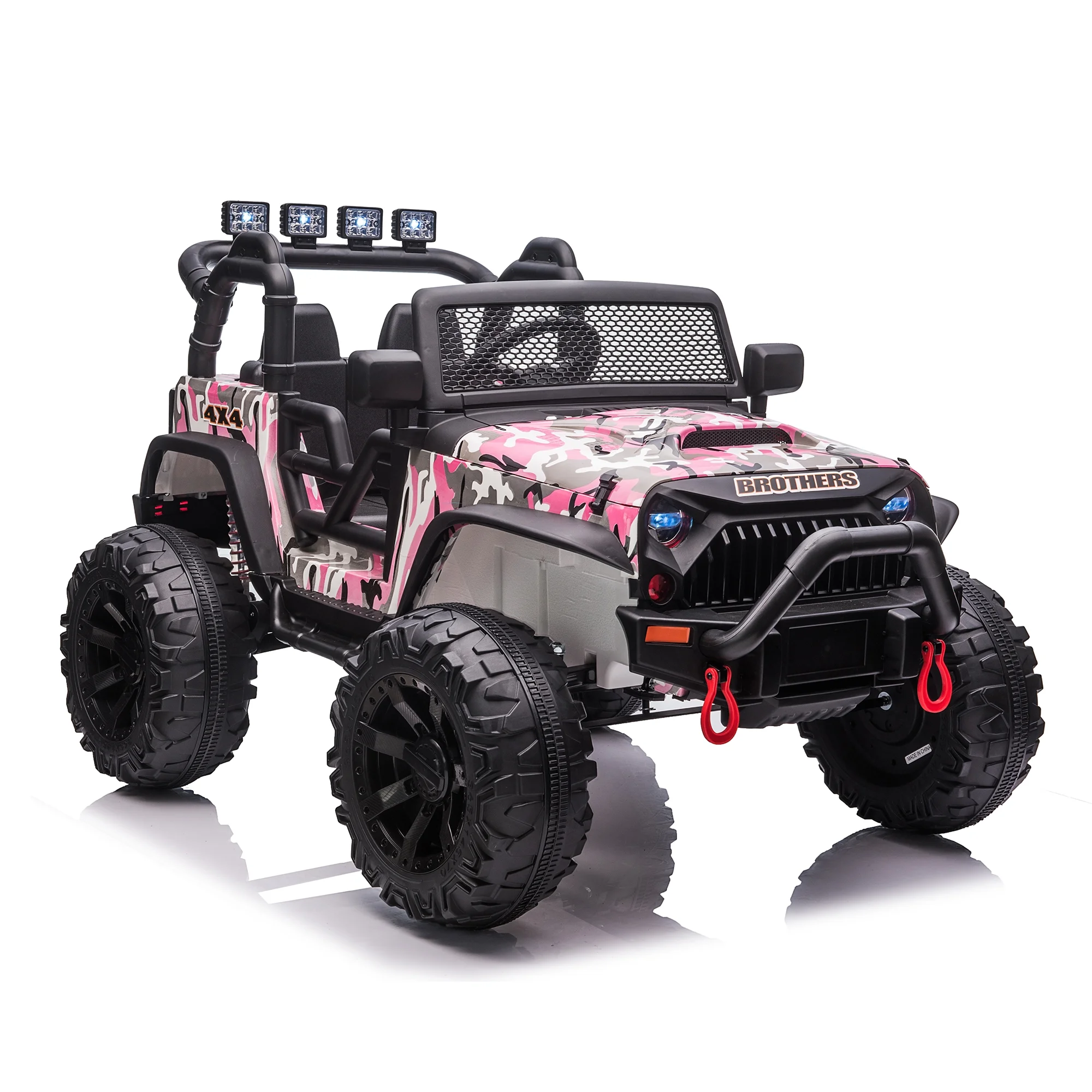 Ufurpie 24V JEEP Double Drive Children Ride-on Car With 200W*2 12V9AH*2 Battery,Parent Remote Control,Led Lights,Music Board with Bluetooth/MP3,Pink Camo