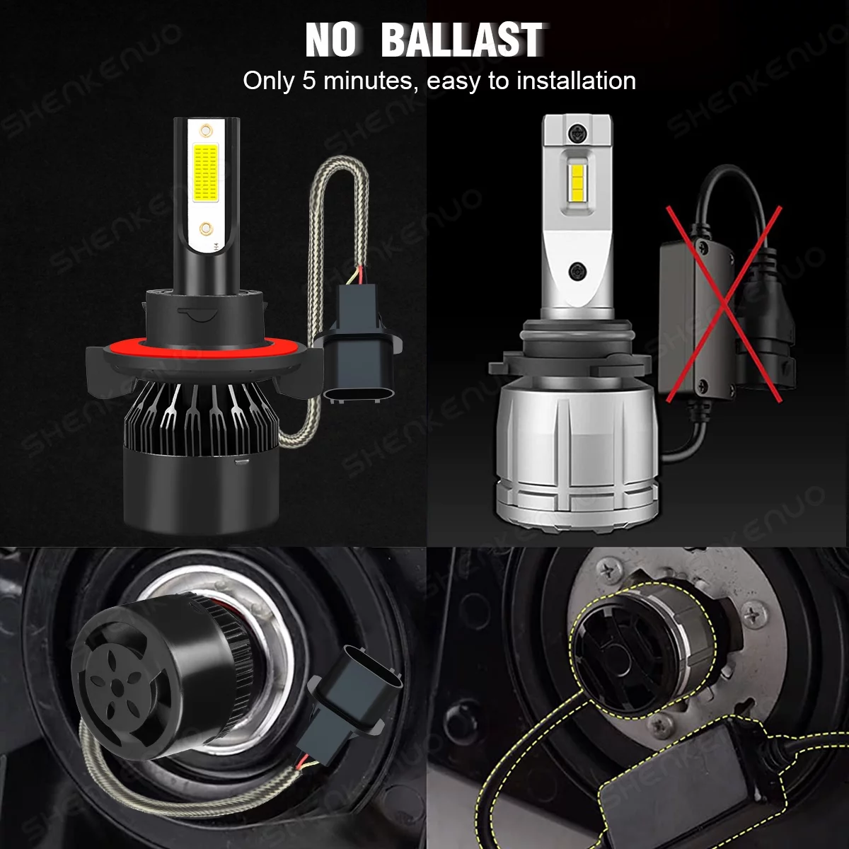 For Chevy Cruze 2011-2015 LED Headlight Bulbs H13 High/Low Beam + H11 Fog Light Combo 4Pcs