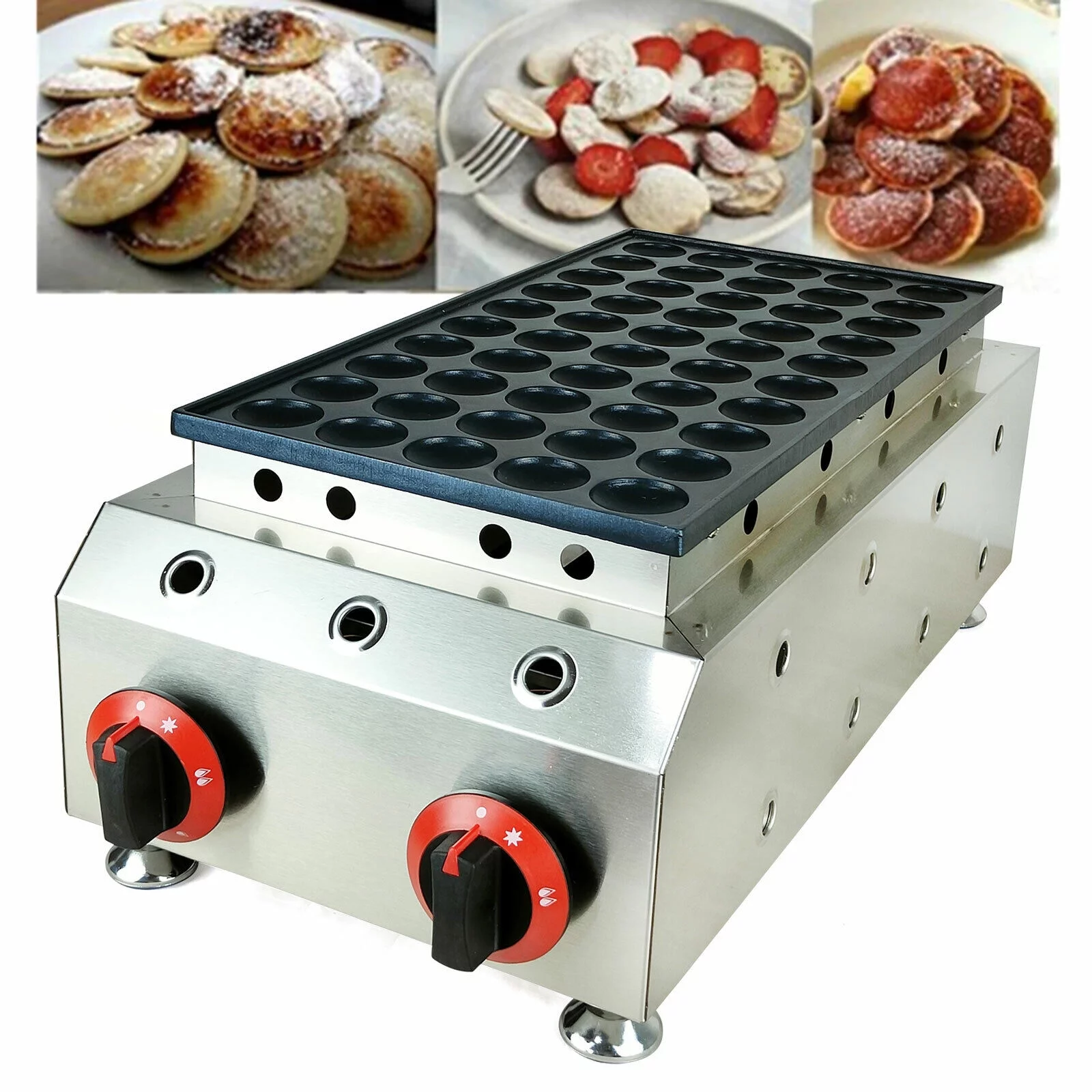SHZICMY Commercial 50pcs Pancakes Maker Mini Dutch Pancake Poffertjes Machine Nonstick Mini Dutch Pancake Baker 50PCS Commercial Waffle Maker Machine Nonstick LPG Gas
