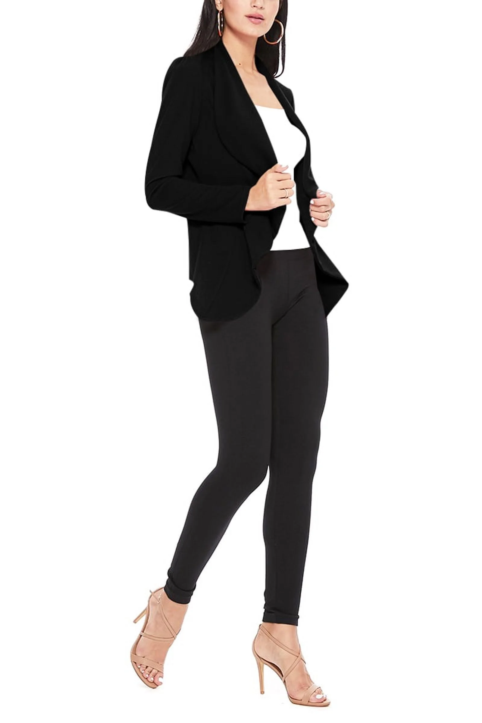 Women's Casual Long Sleeves Open Front Office Wear Solid Blazer Jacket S-3XL Made in USA