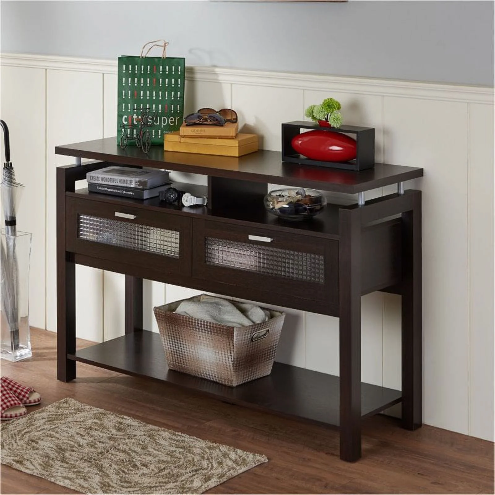 Furniture of America Tayler Contemporary Wood Storage Console Table in Espresso