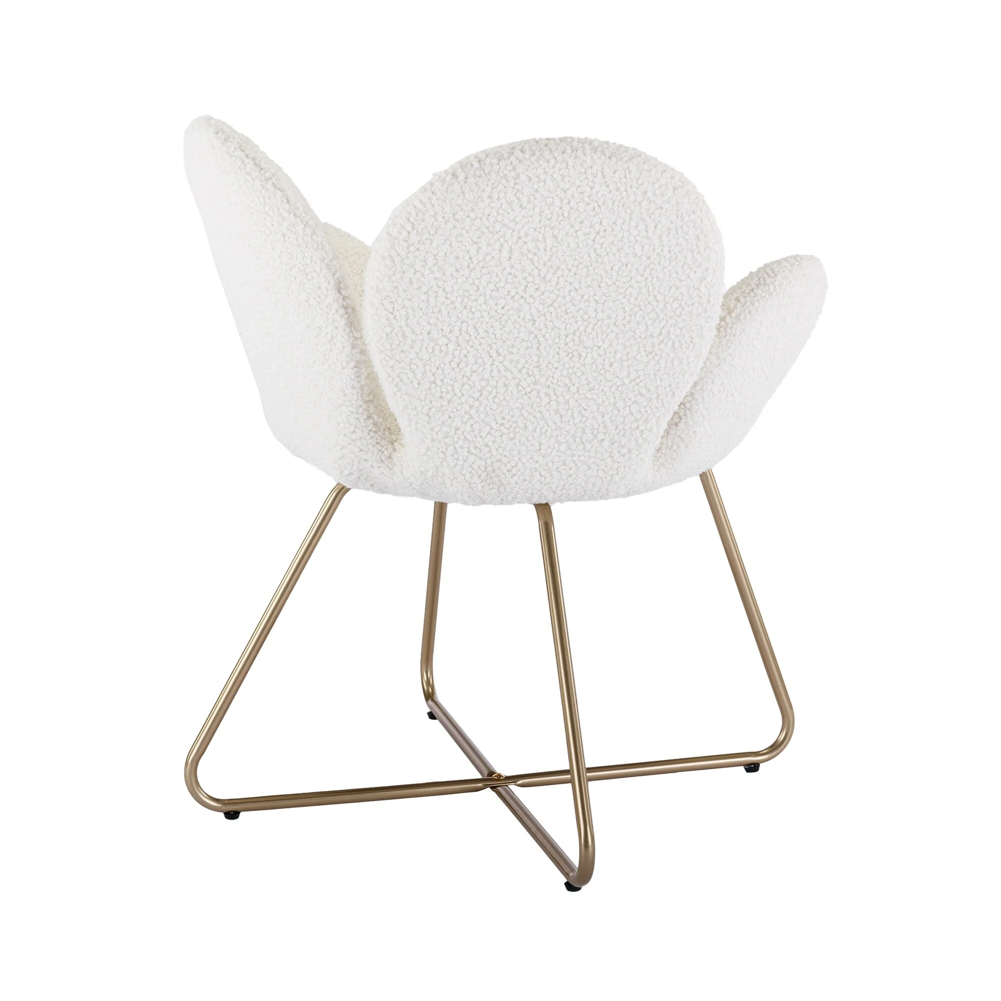 HOMEFUN Modern Velvet/Teddy Upholstered Petal Vanity Desk Chair(SET OF 2) White+Teddy