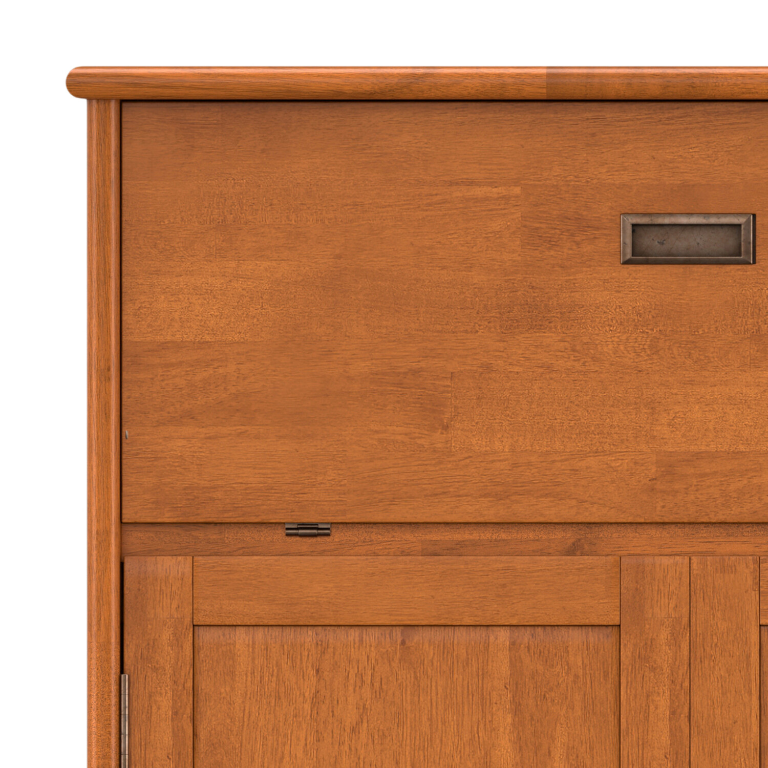 Simpli home Draper SOLID HARDWOOD Mid Century Modern 32 inch Wide Bar Cabinet in Teak Brown
