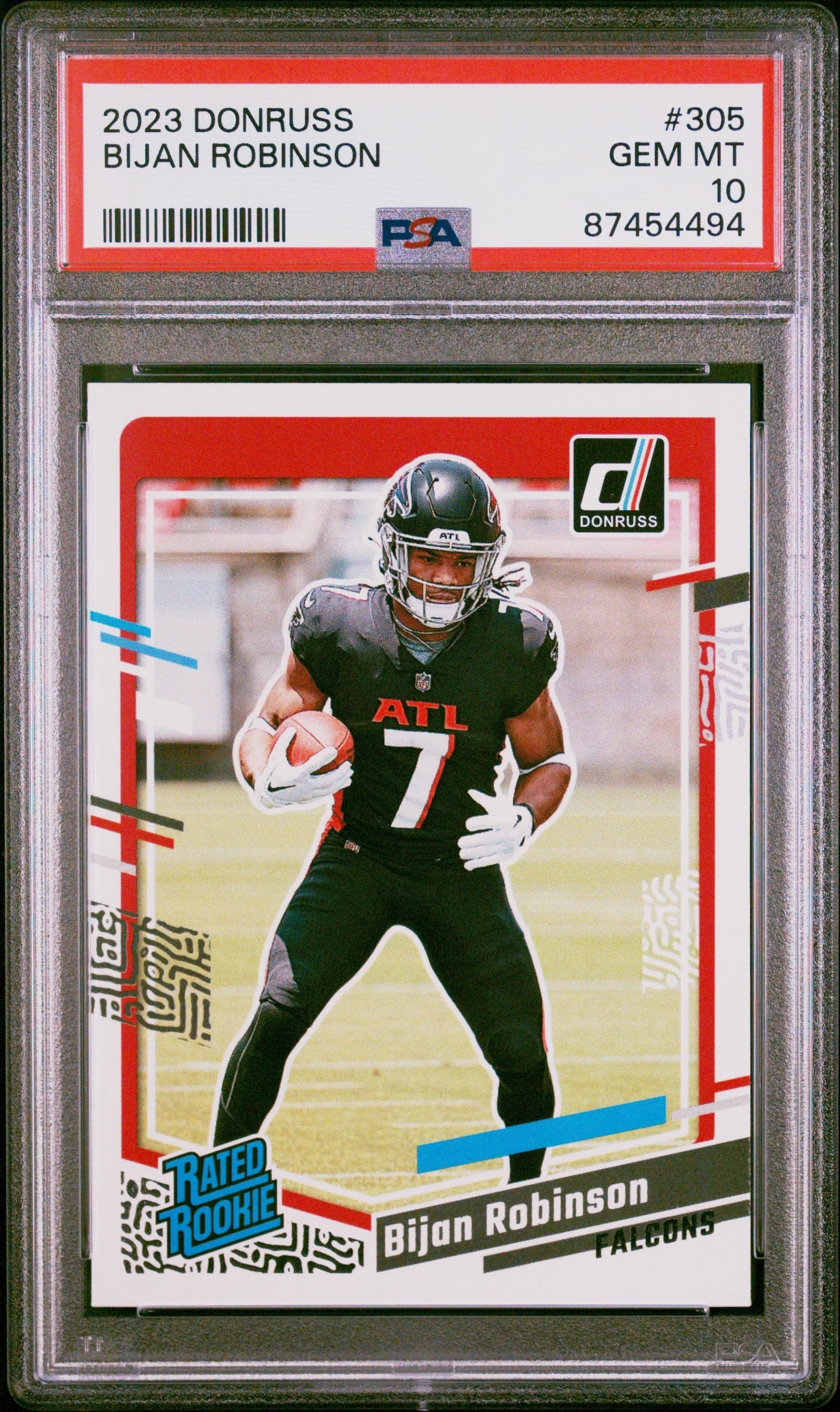 Graded 2023 Panini Donruss Bijan Robinson #305 Rookie RC Football Card PSA 10 Gem Mint