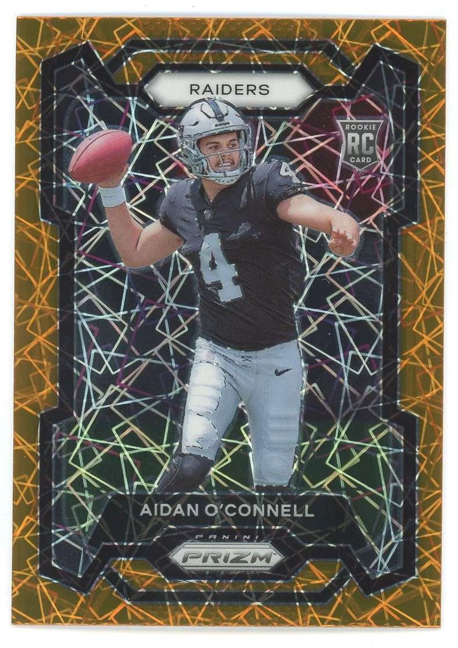 NFL 2023 Panini Prizm Orange Laser Aidan O'Connell #360 (Rookie)