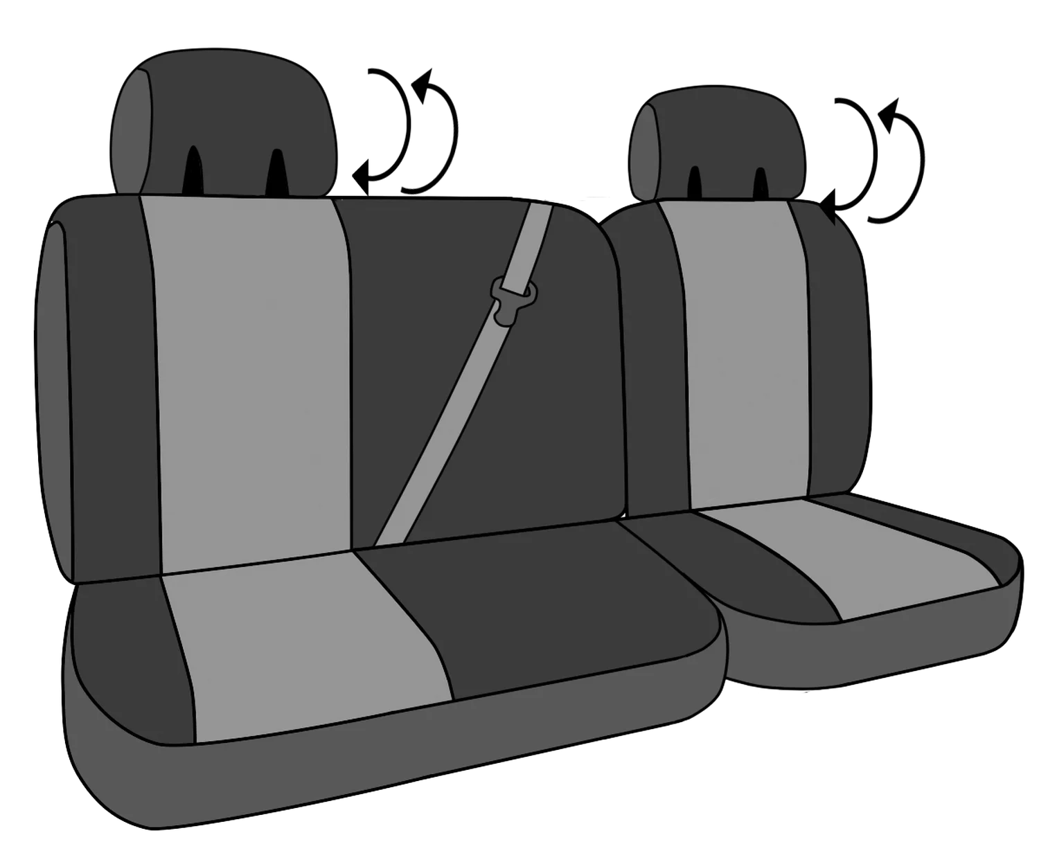 2013-2018 Jeep Wrangler|Jeep Wrangler JK Rear Row 40/60 Split Bench Charcoal Insert with Black Trim DuraPlus Custom Seat Cover