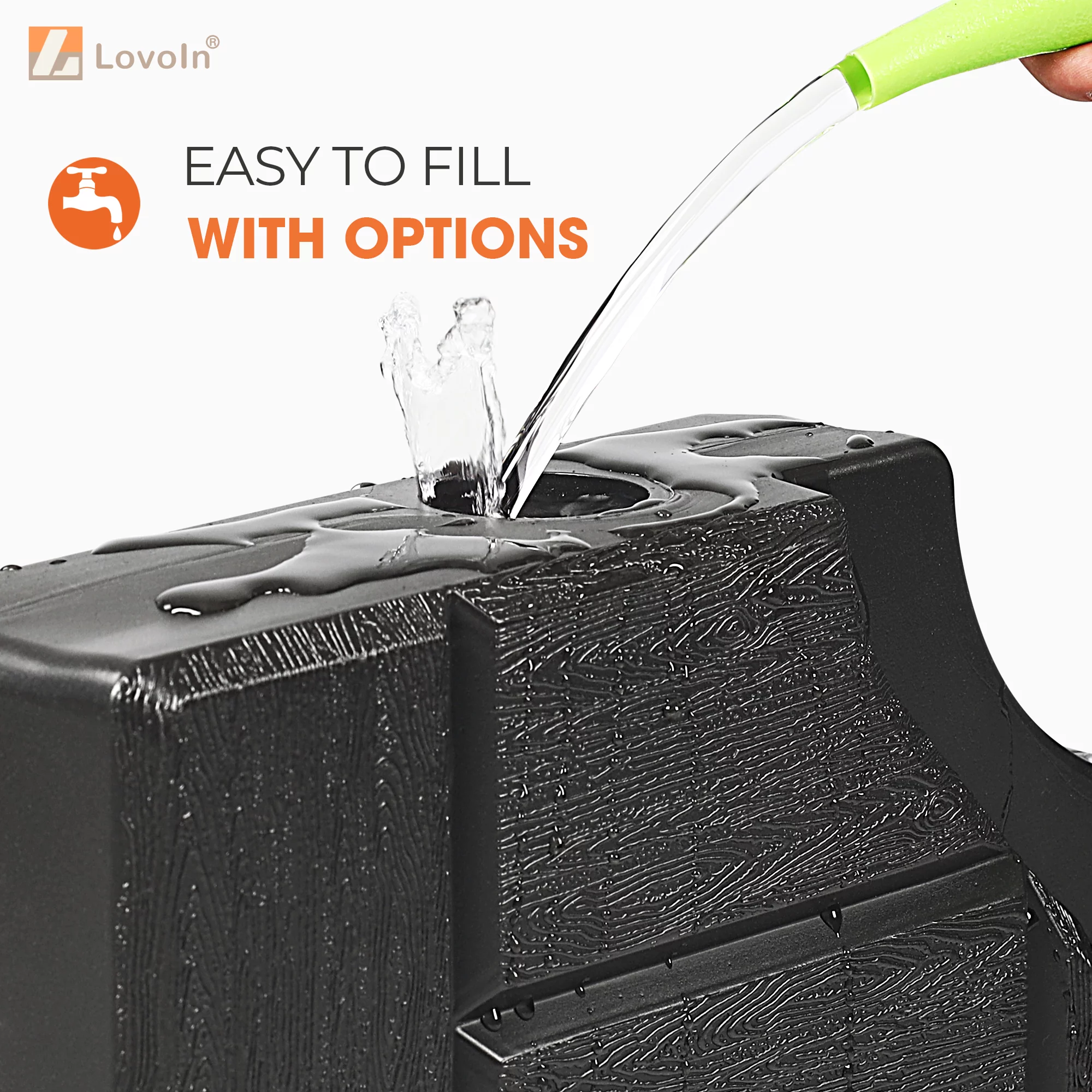 LovoIn | 4-Piece Heavy Duty Water & Sand Filled Weighted Base Offset Cantilever Hanging Patio Umbrella Base for Banyan Offset Hanging Umbrella - Black