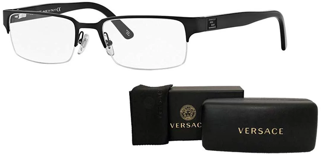 Versace VE1184 1261 53M Matte Black Rectangle Eyeglasses For Men+FREE Complimentary Eyewear Care Kit