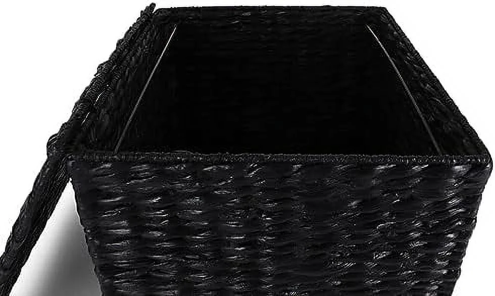 TQJKLFDY Seagrass Rolling File Cabinet - Home Filing Cabinet - Hanging File Organizer - Home and Office Wicker File Cabinet - Water Hyacinth  Basket for File  (Grey)