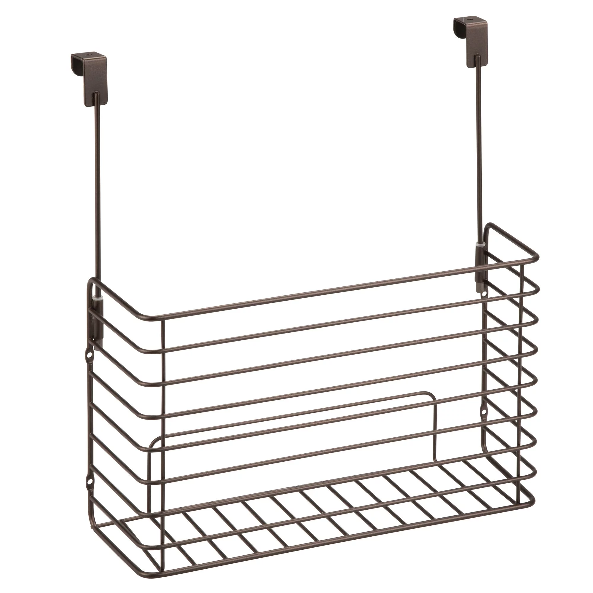mDesign Metal Wire Kitchen Bakeware Over Door Organizer Basket, Bronze