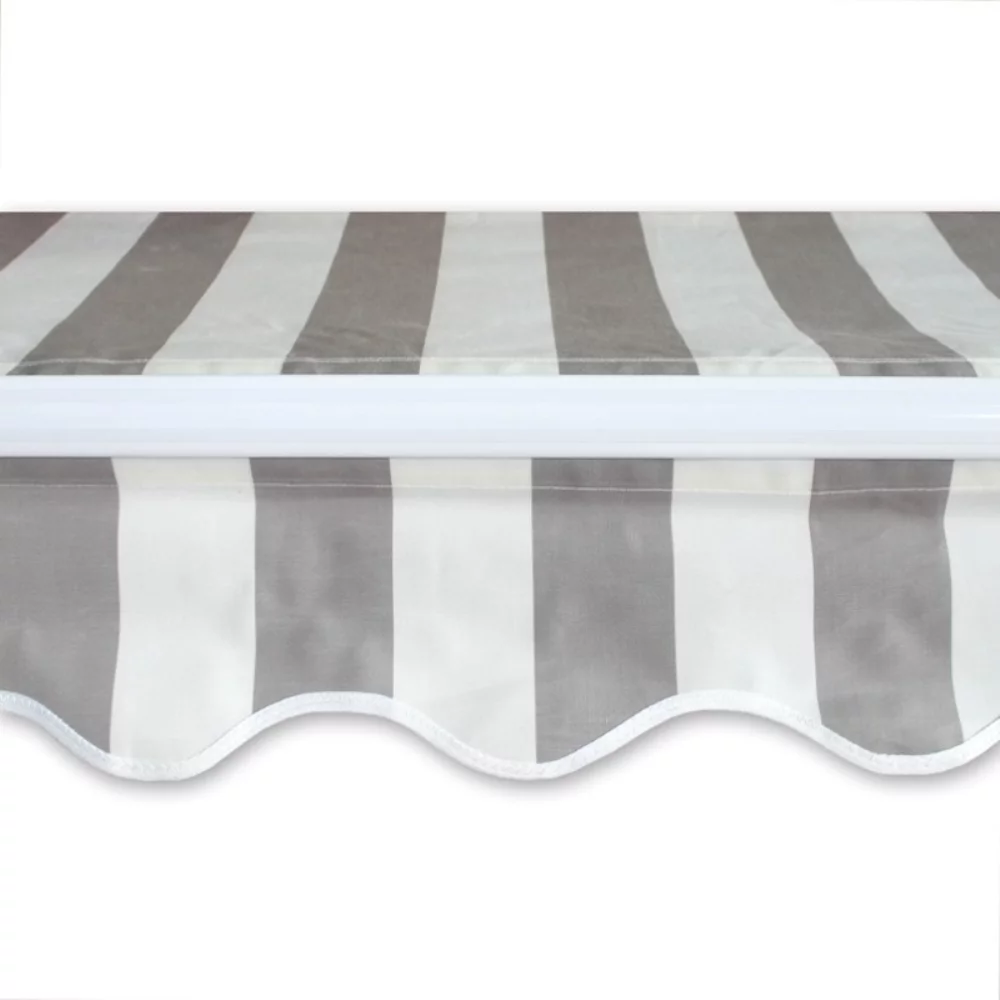 ALEKO 6.5' x 5' Retractable Motorized Patio Awning, Gray and White Striped Color