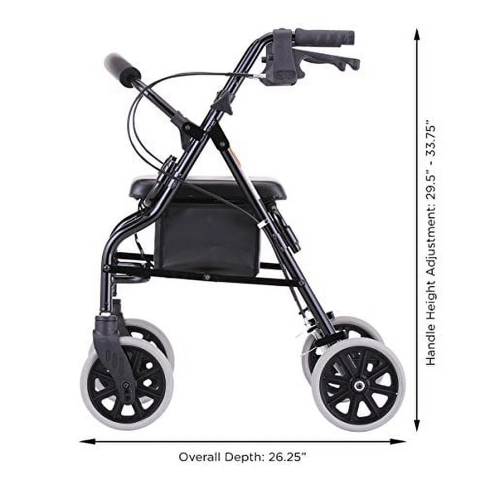 NOVA Medical Products 20 Zoom Rolling Walker, Black