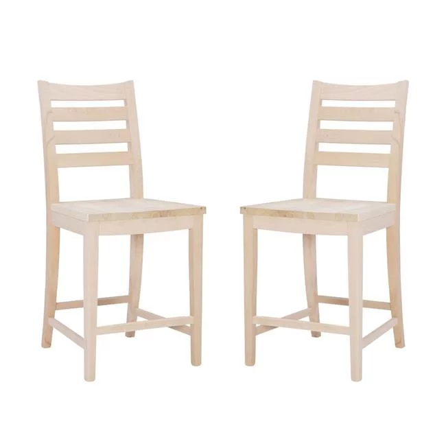 Linon Home Decor  39.5 x 18.5 x 20.5 in. Flynn Counter Stool - Unfinished - Set of 2 - Pack of 2