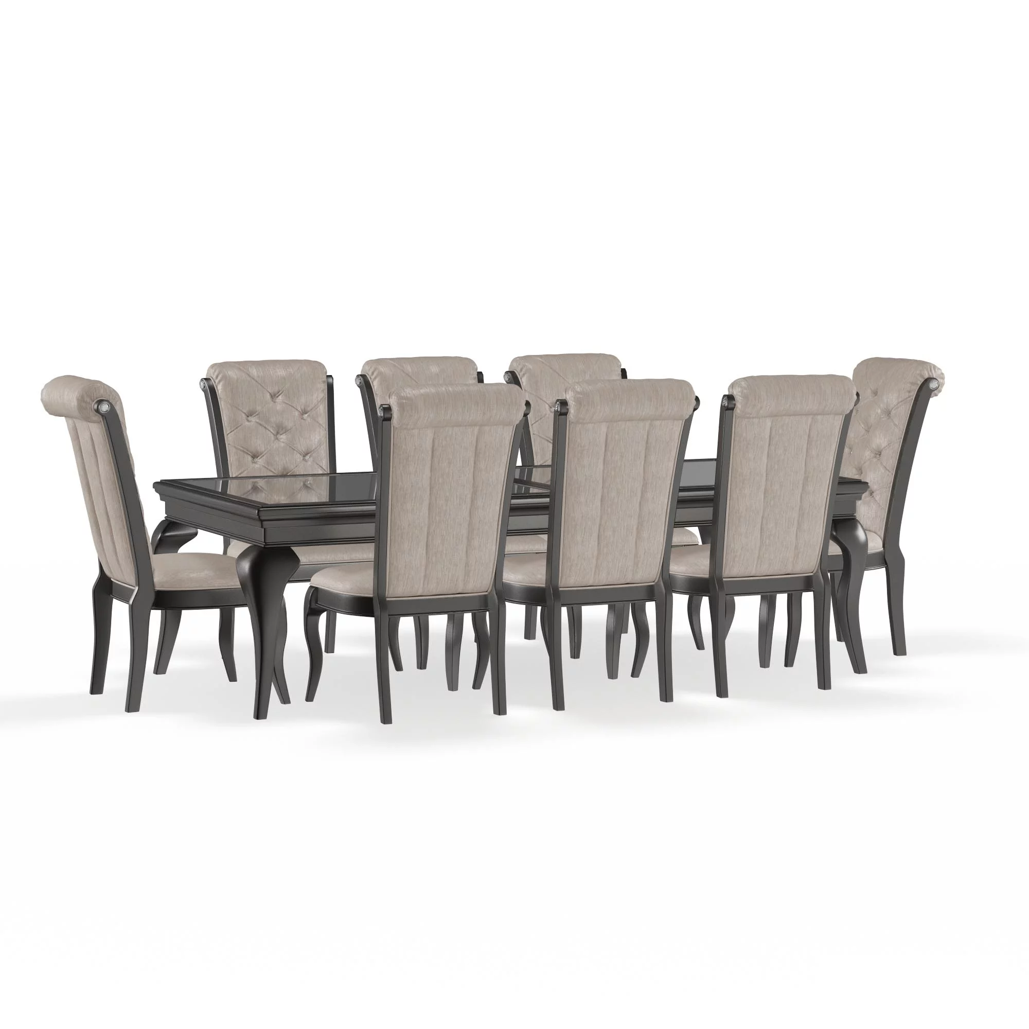 Furniture of America Tara 9-Piece Silver Dining Table Set
