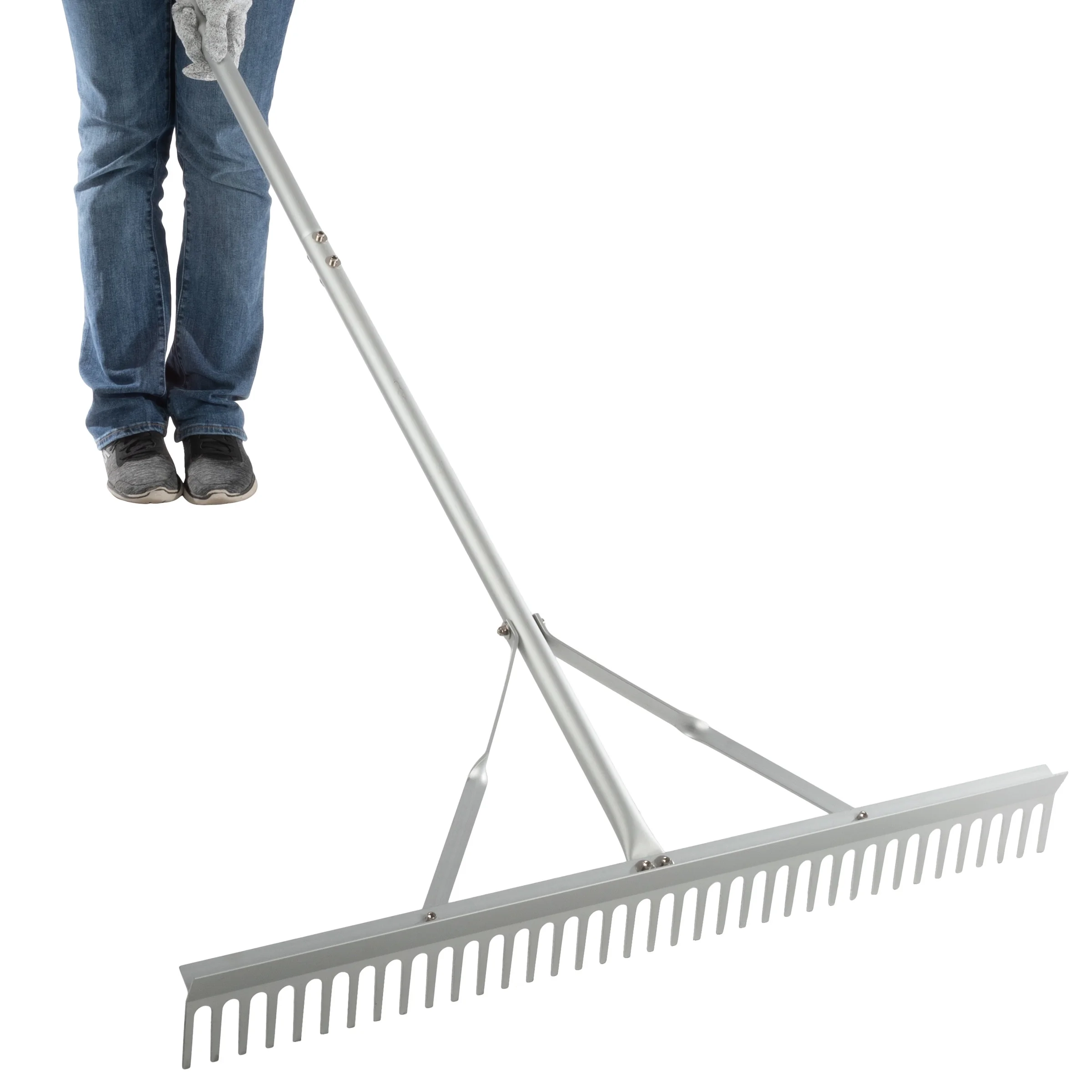 Pure Garden 36in Landscape Rake - Aluminum Metal Rake and Lawn Care Gloves