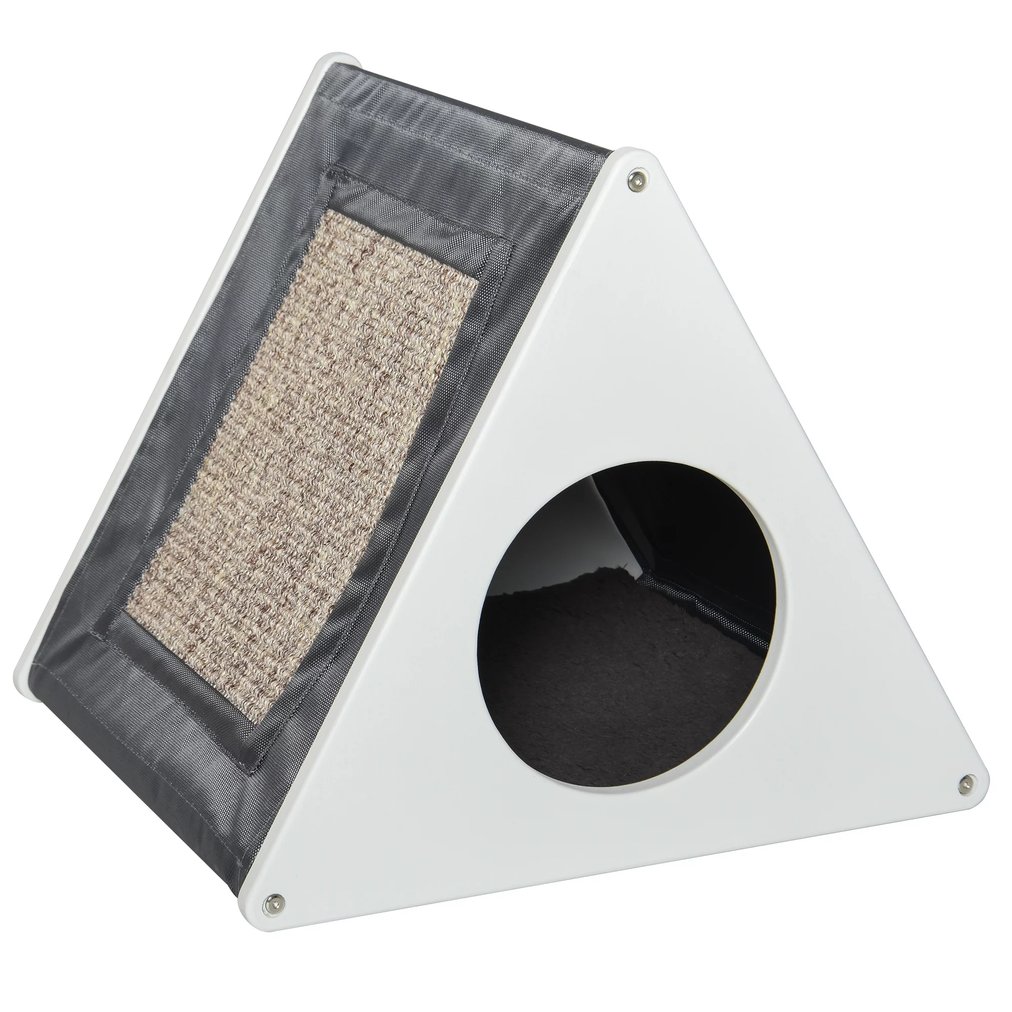 Pawhut Cat House Hideout Kitten Bed w/ Soft Cushion Sisal Scratching Carpet