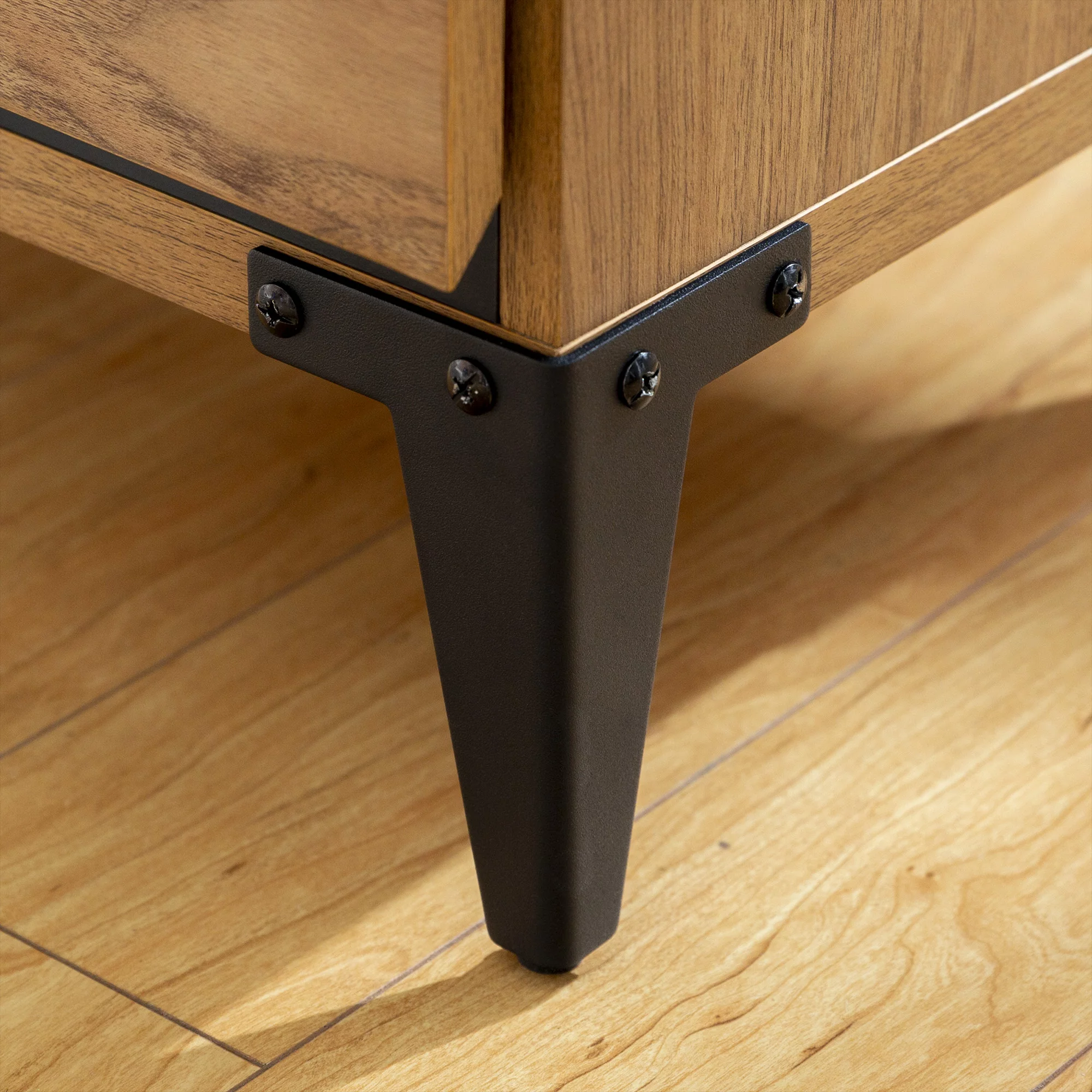 Walker Edison Industrial 2-Drawer Nightstand, Set of 2, English Oak