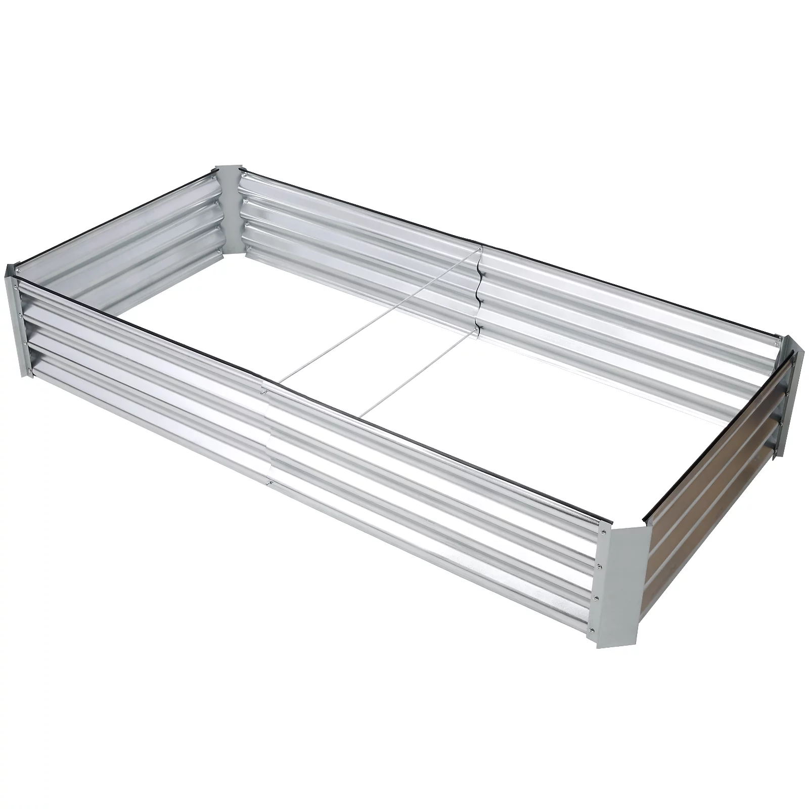 Seizeen Galvanized Planter Box, Square Metal Raised Garden Bed for Outdoor, 8 x 4 x 1Ft