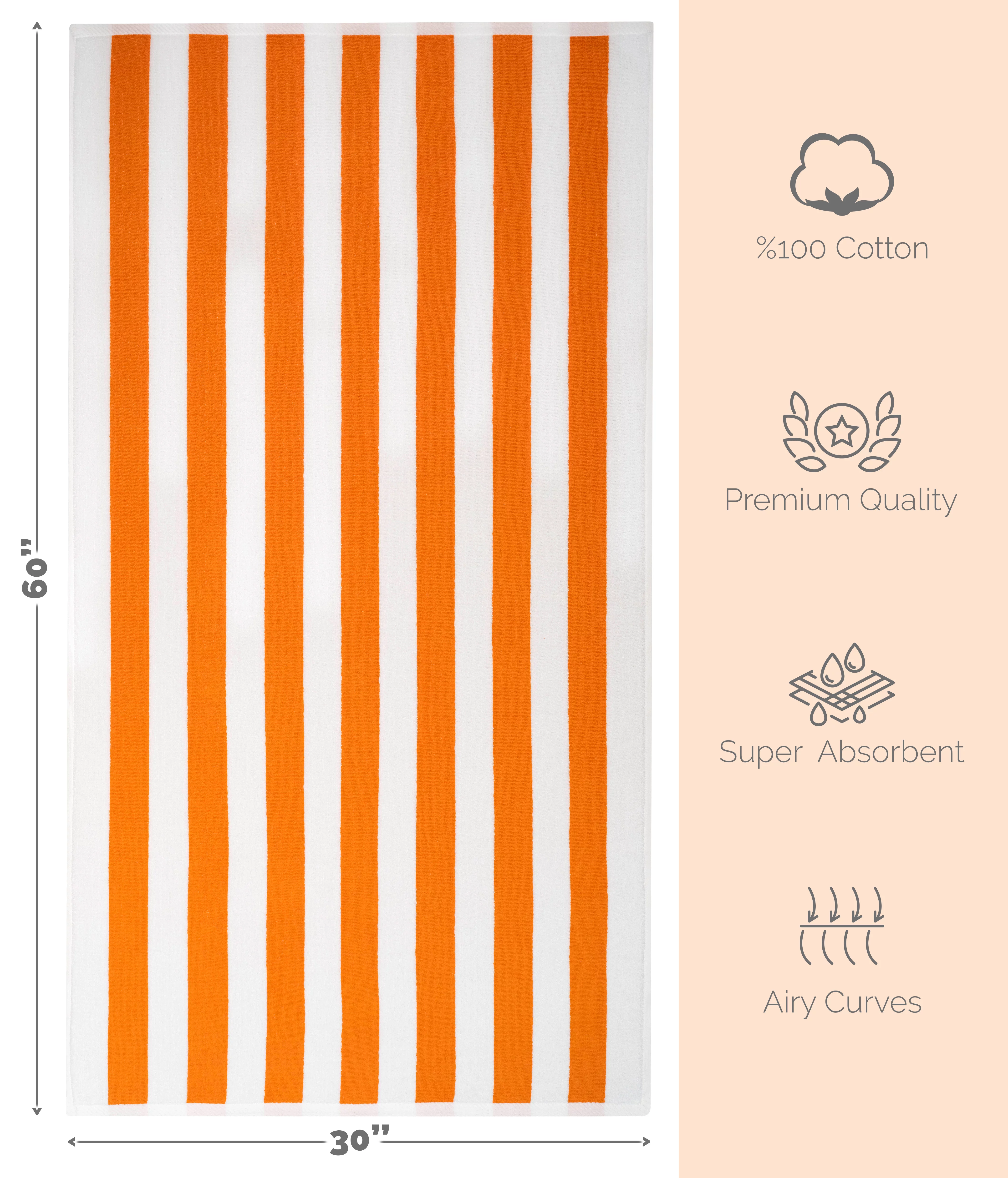 American Soft Linen, 4-PACK Cabana Striped Beach Towel Set, 30x60 inches, 100% Cotton