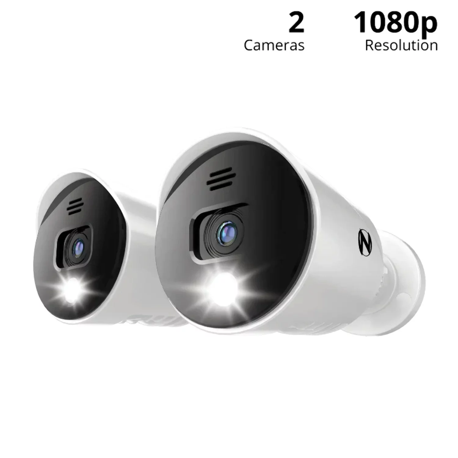 Restored Premium Night Owl Add On Wired 1080p Spotlight Cameras with Audio Alerts and Sirens - 2 Pack - White (Refurbished)