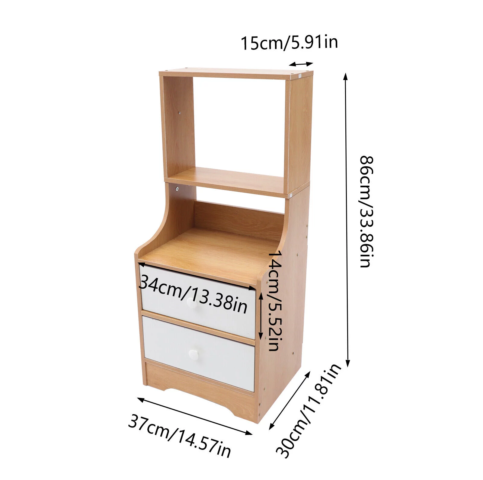 TFCFL Modern Tall Bedside Table Modern 2 IN 1 Nightstand with 2 Drawers+hat Hanging Hook