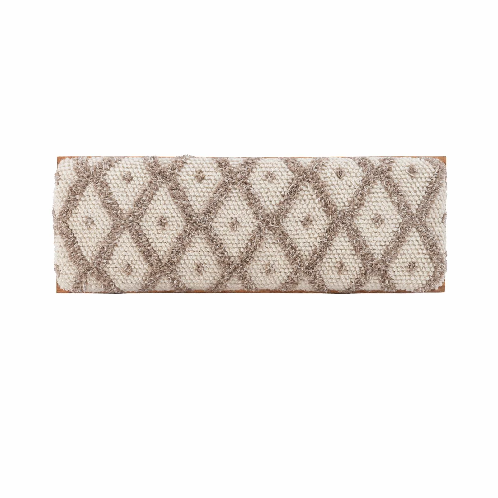 Powell Byan Bench - Brown with Off-White and Taupe Handwoven Diamond Pattern Fabric