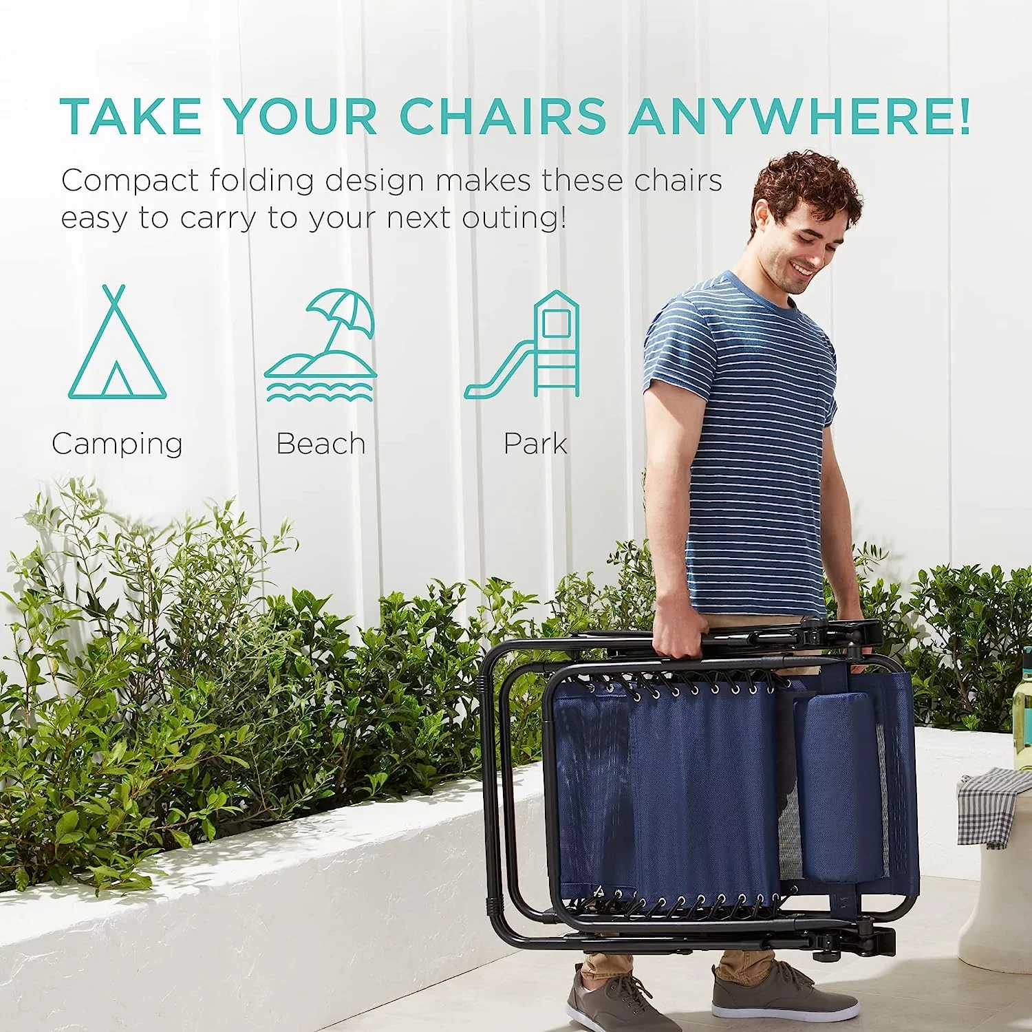 Set of 2 Adjustable Steel Mesh Zero Gravity Lounge Chair Recliners w/Pillows and Cup Holder Trays, Navy Blue