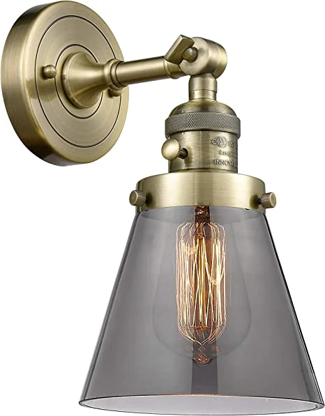 Innovations 203SW-AB-G63-LED Small Cone 1 Light Sconce part of the Franklin Restoration Collection, Antique Brass