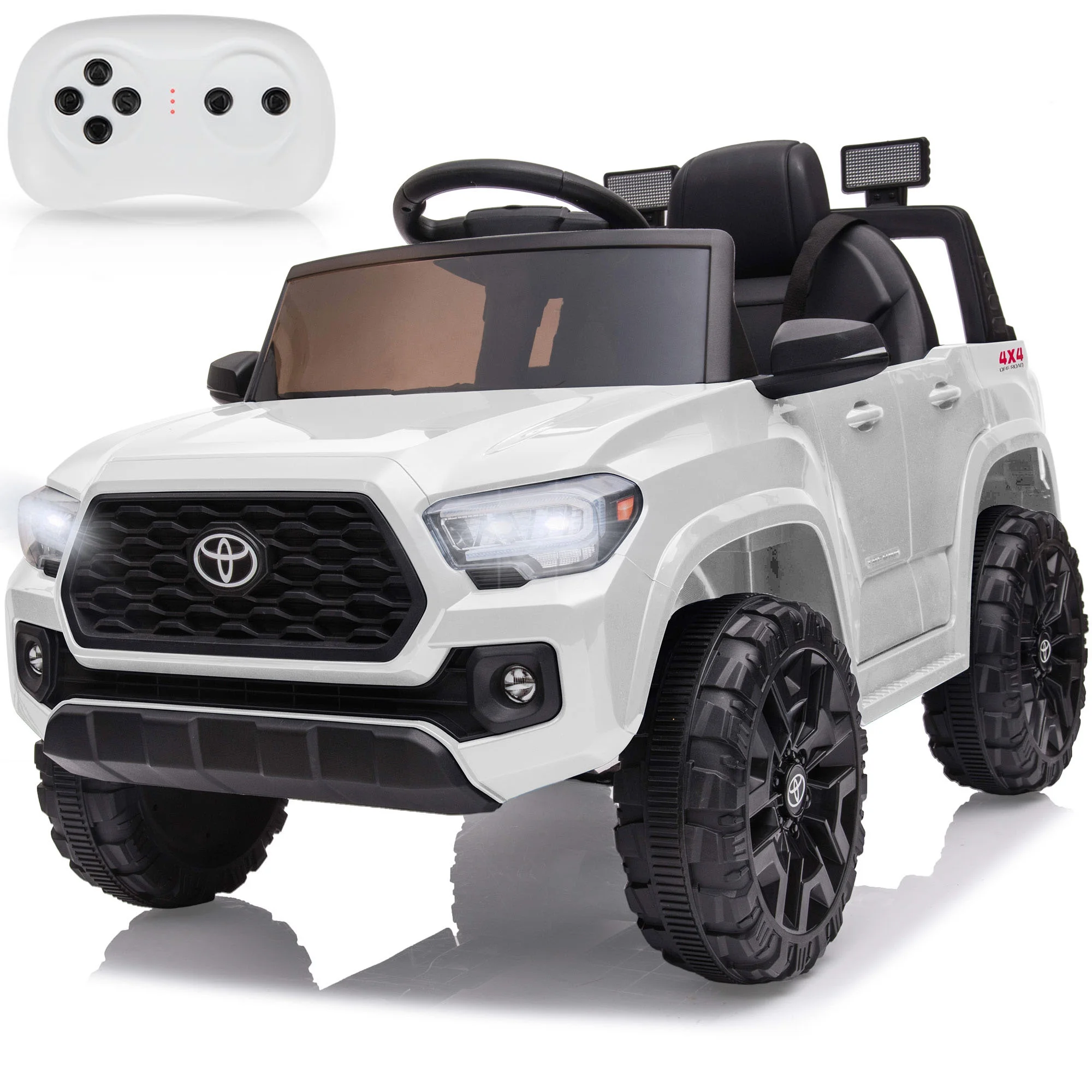 Toyota Tacoma Ride on Truck Toy, 12V Battery Powered Kids Electric Car with Remote Control, Digital Display, Spring Suspension, Storage Space, Music &FM, Gift for Boys Girls Age 3-8 Year, White