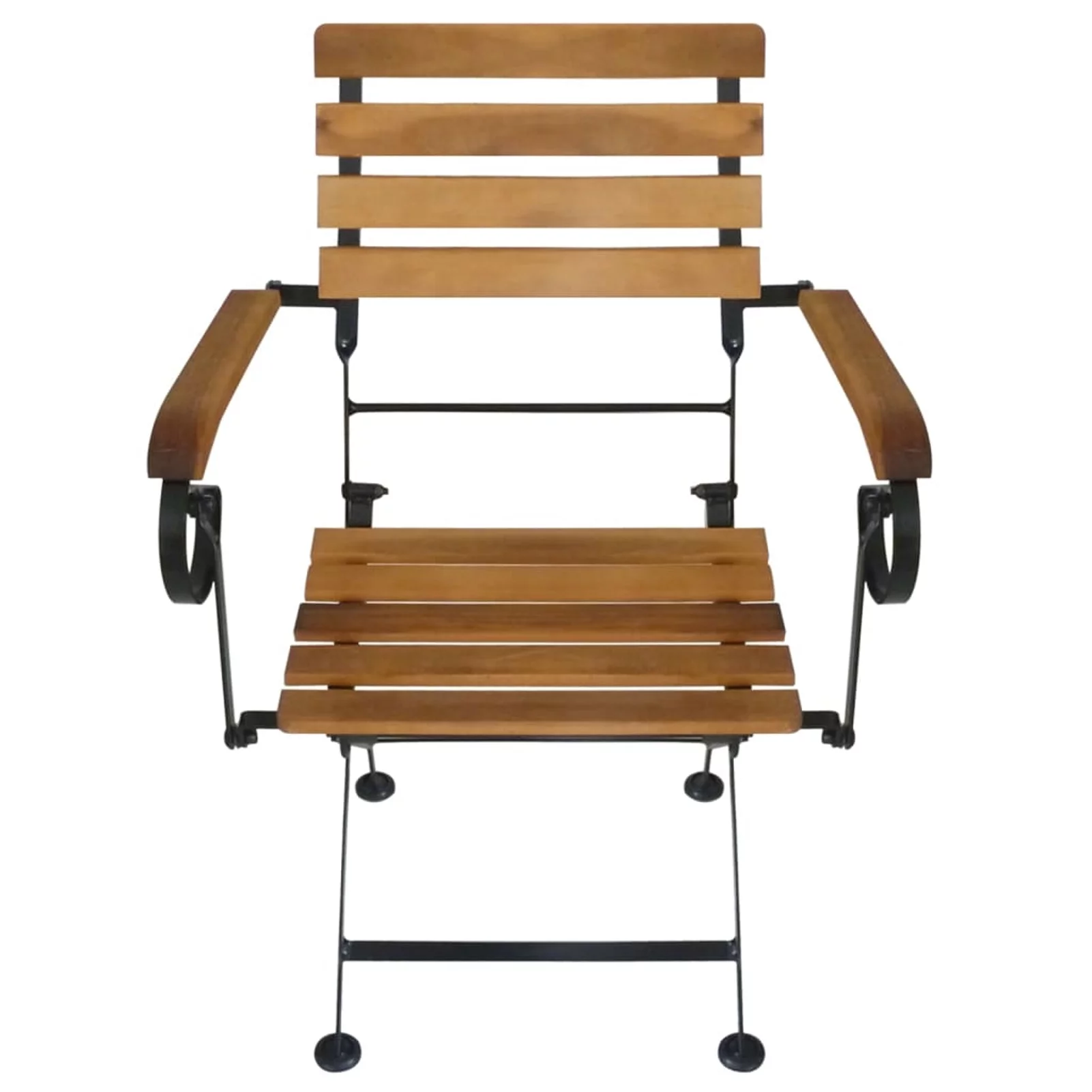 Walmeck Folding Patio Chairs 4 pcs Steel and Solid Wood Acacia