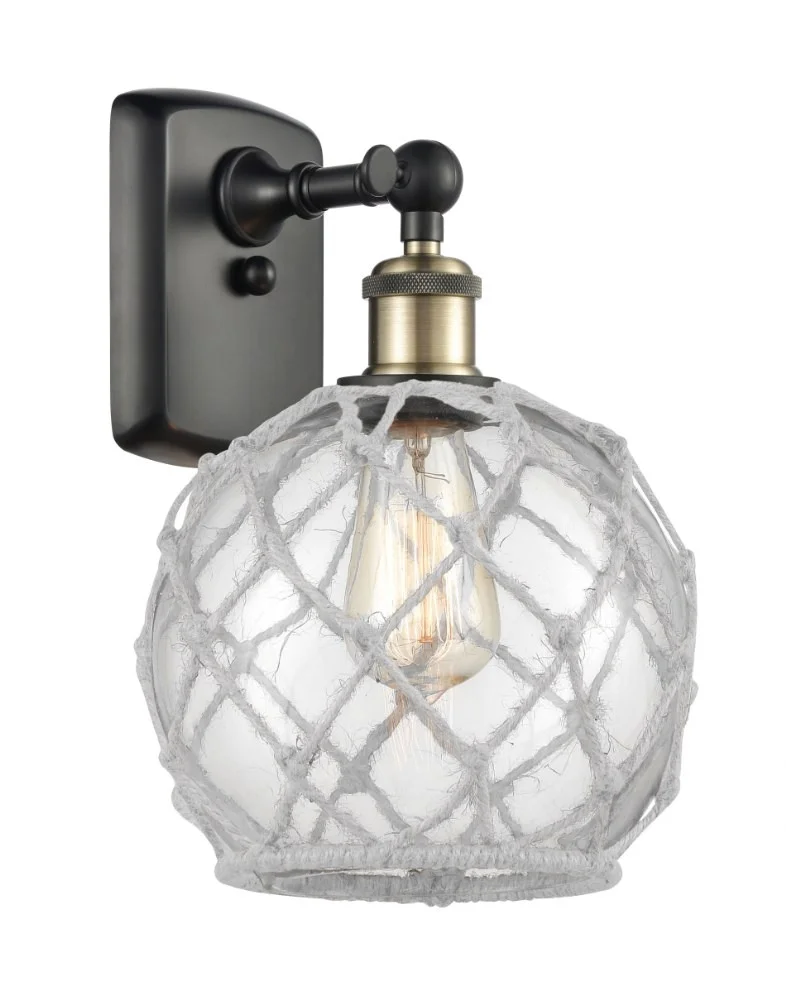 516-1W-BAB-G122-8RW-LED-Innovations Lighting-Farmhouse Rope-3.5W 1 LED Wall Sconce in Industrial Style-8 Inches Wide by 13 Inches High   Black Antique