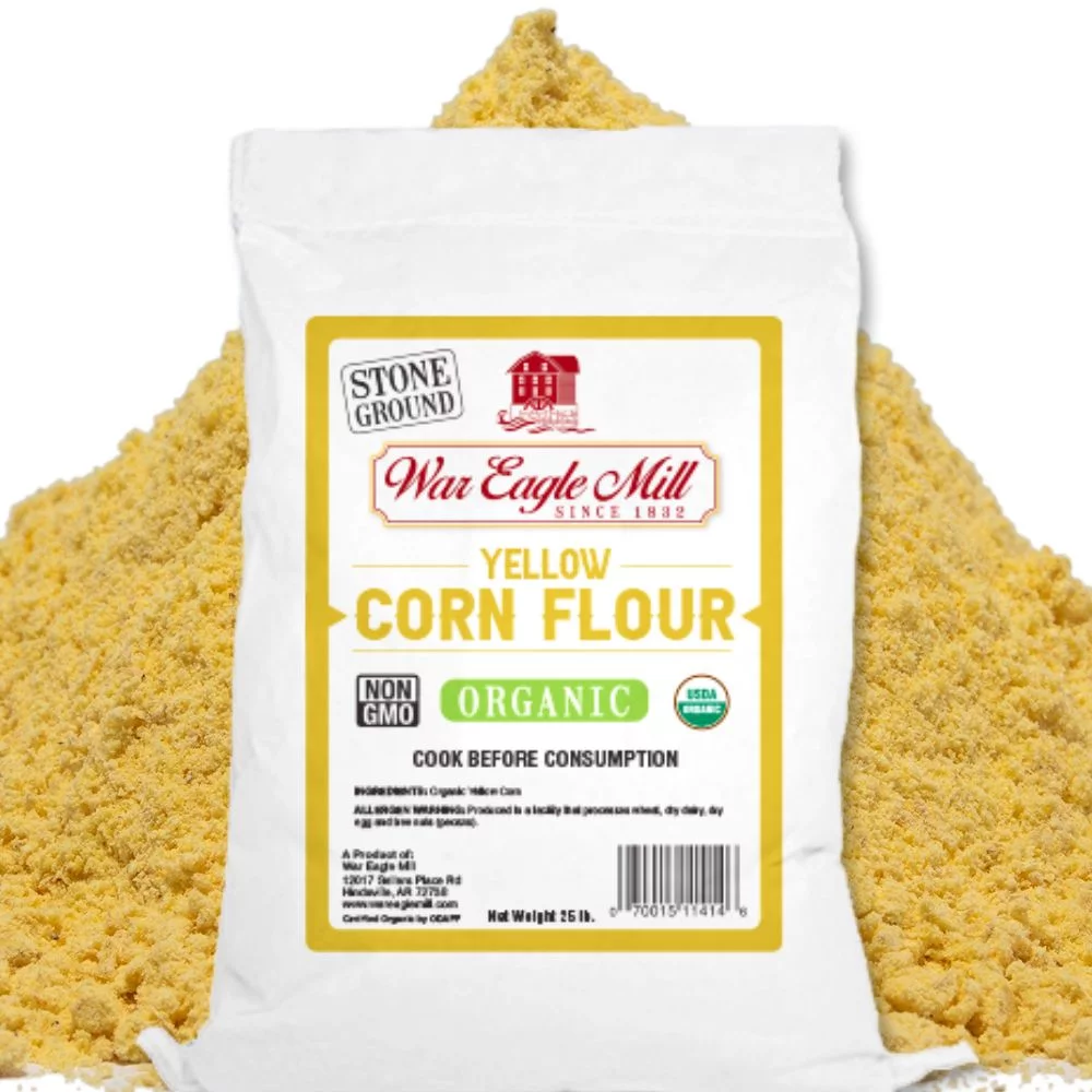 War Eagle Mill Yellow Corn Flour, Organic and Non-GMO, 25 lb. Bag