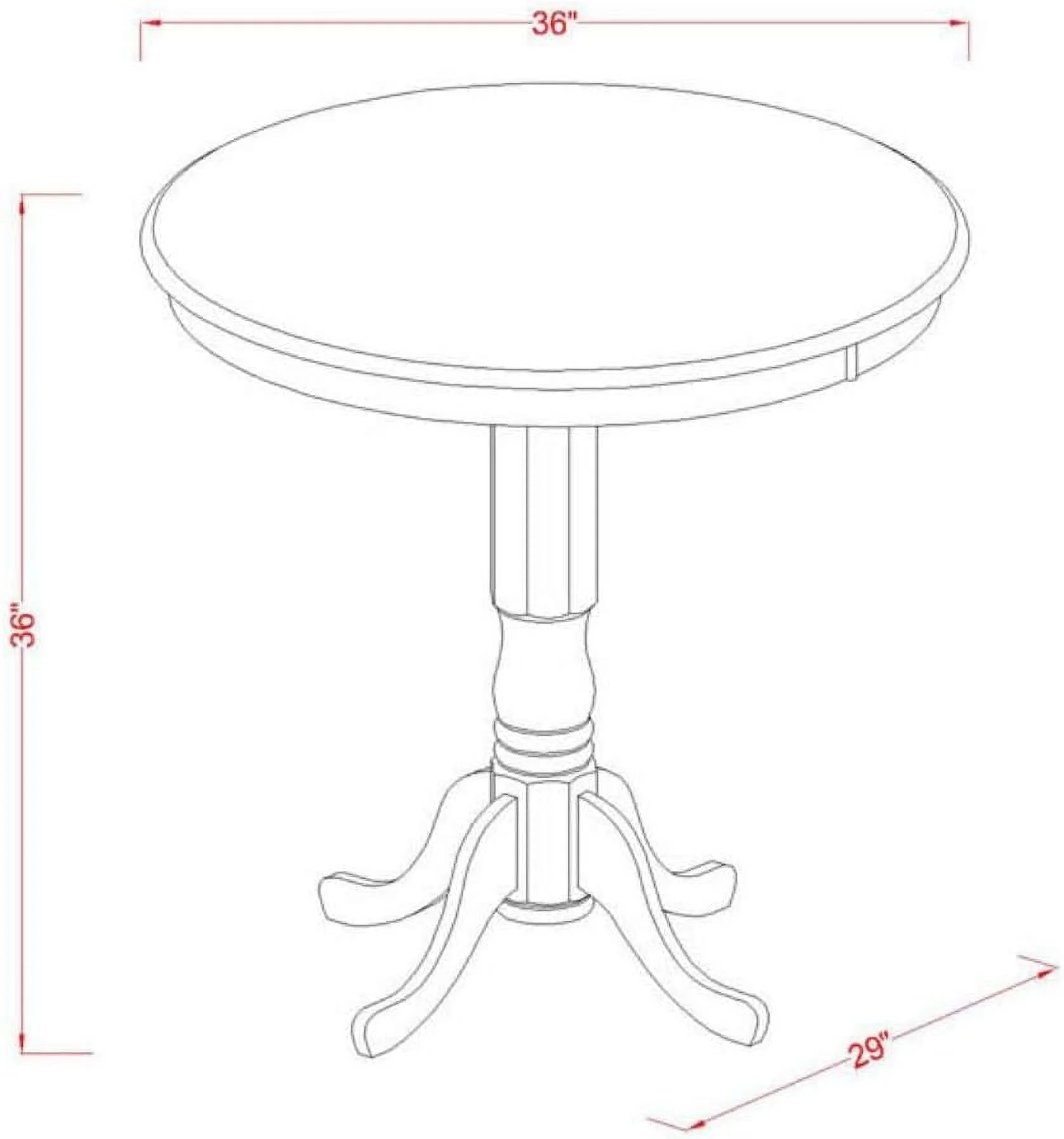 Jackson Counter Height Dining Round Dinner Table Top With Pedestal Base, 36X36 Inch, Buttermilk & Cherry