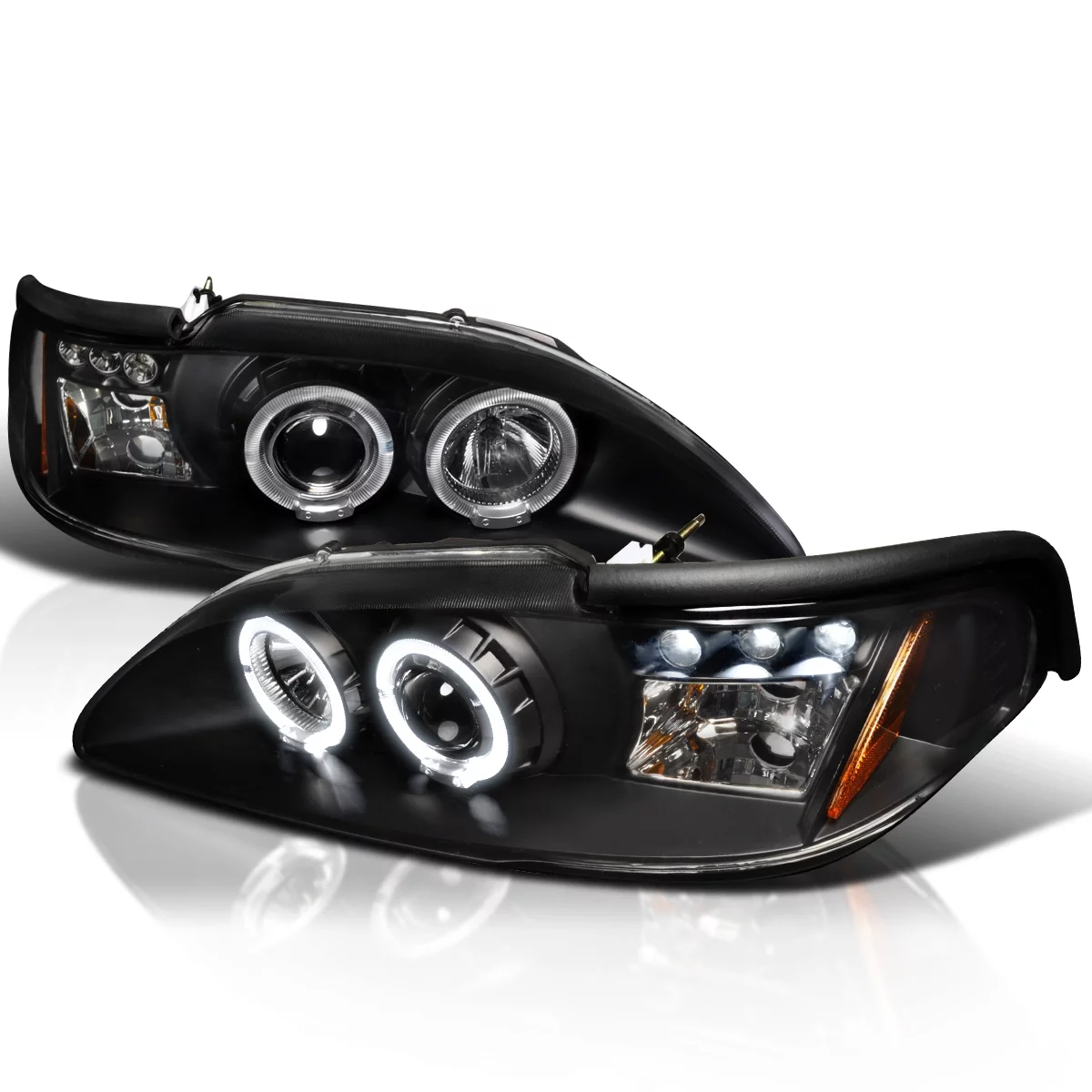 Spec-D Tuning  Halo LED Projector Headlights for 94 to 98 Ford Mustang- Black - 10 x 20 x 25 in.